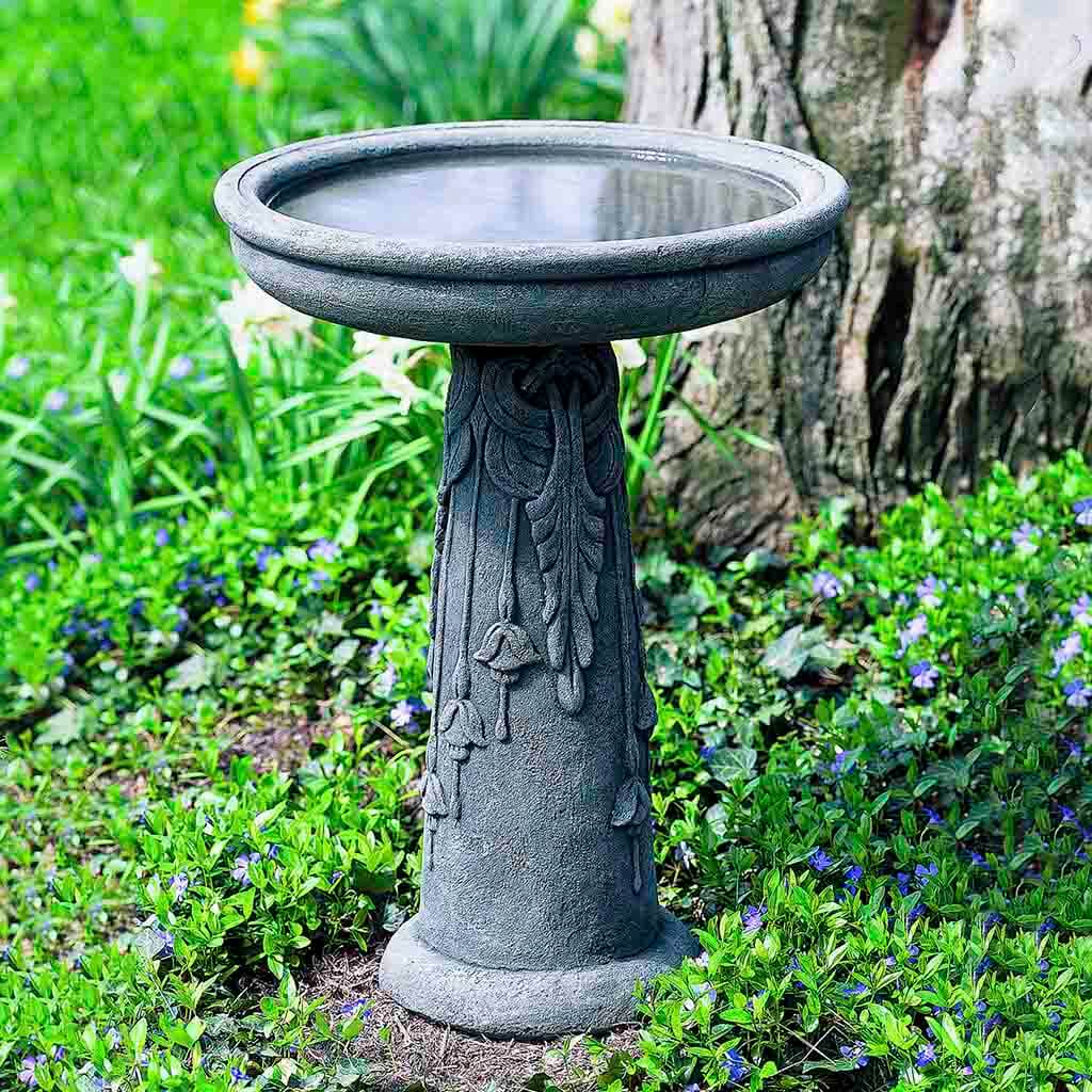 Campania International Flores Birdbath - Elegant Garden Decor for Outdoor Bird Watching & Backyard Landscaping