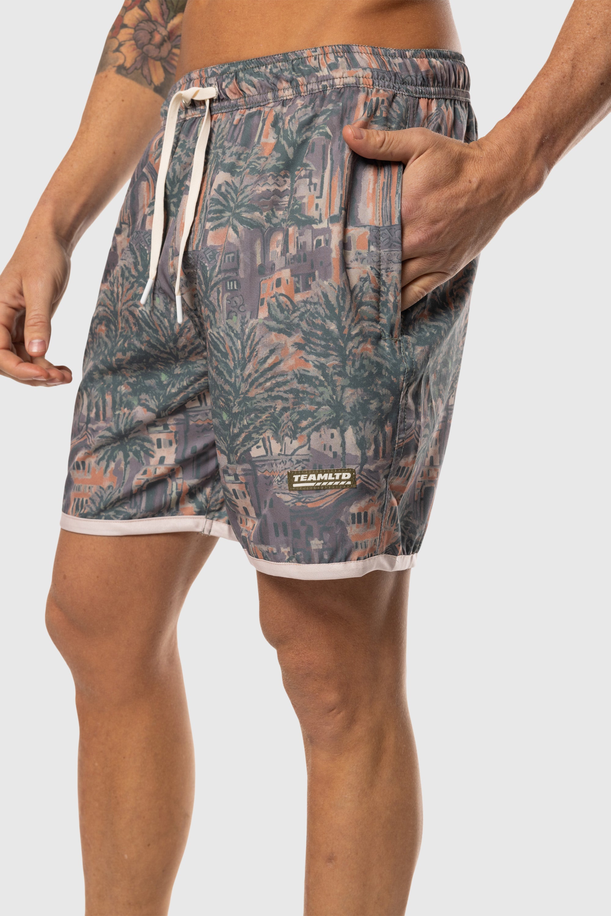 Men's Teal Swim Shorts with Cowboy Casino Print - Quick Dry, Comfortable Beach & Pool Swimwear for Summer Vacations