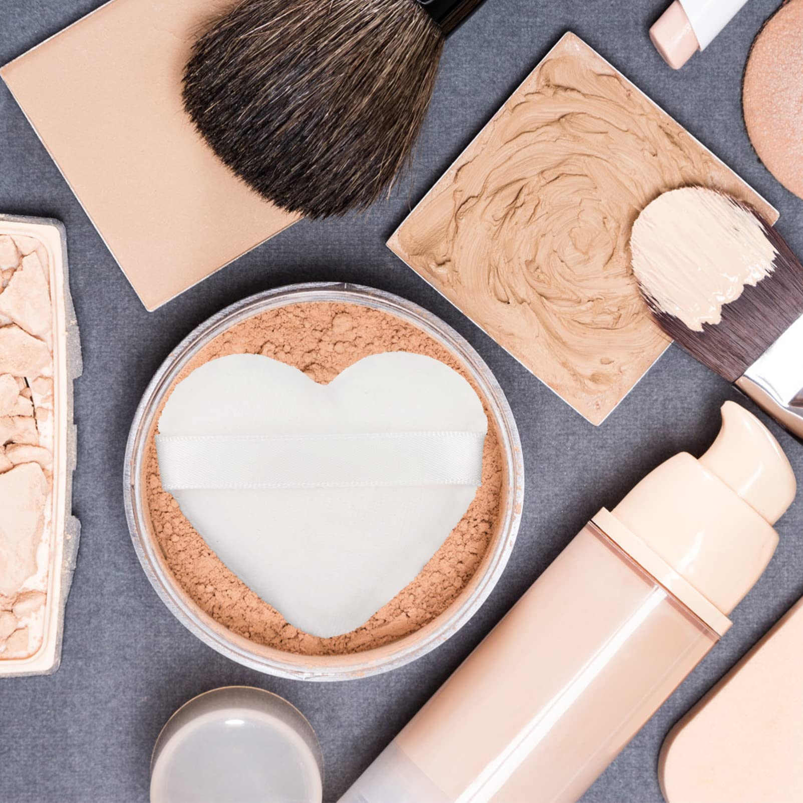 8pcs Heart-Shaped Pressed Powder Puffs - Premium Makeup Sponges for Loose Powder, Contouring & Under Eyes | Soft Cosmetic Blenders for Women & Girls | Ideal for Daily Makeup & Professional Use (White)