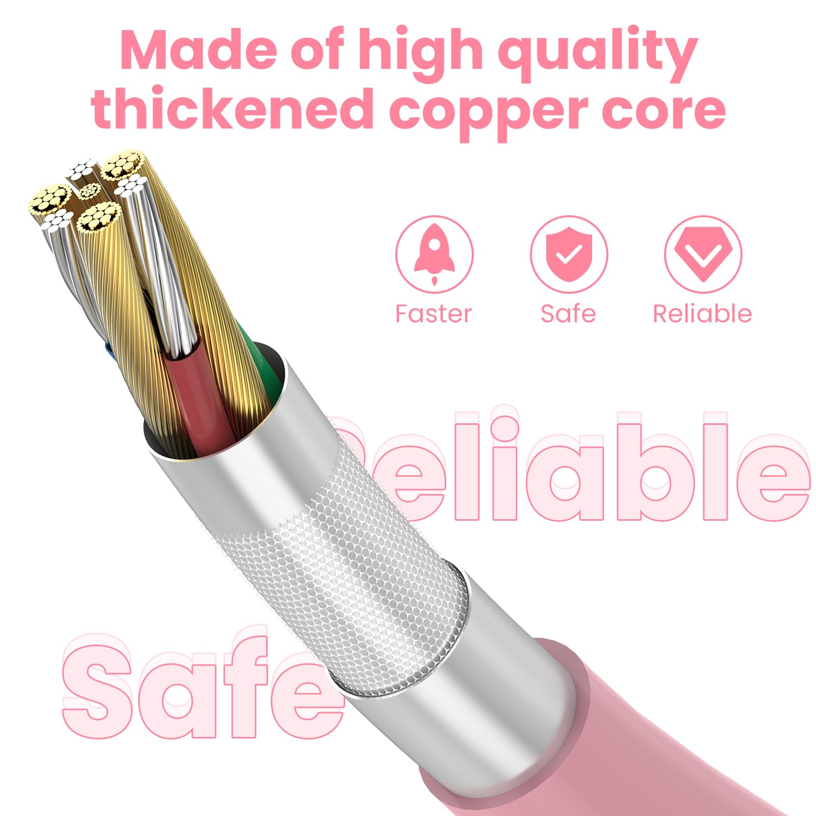 2-Pack Pink Coiled iPhone Charger 3FT - MFi Certified USB to Lightning Cable for Apple CarPlay, Cute Short Charging Cord - Perfect for Car, Home & Travel Accessories (Pink)