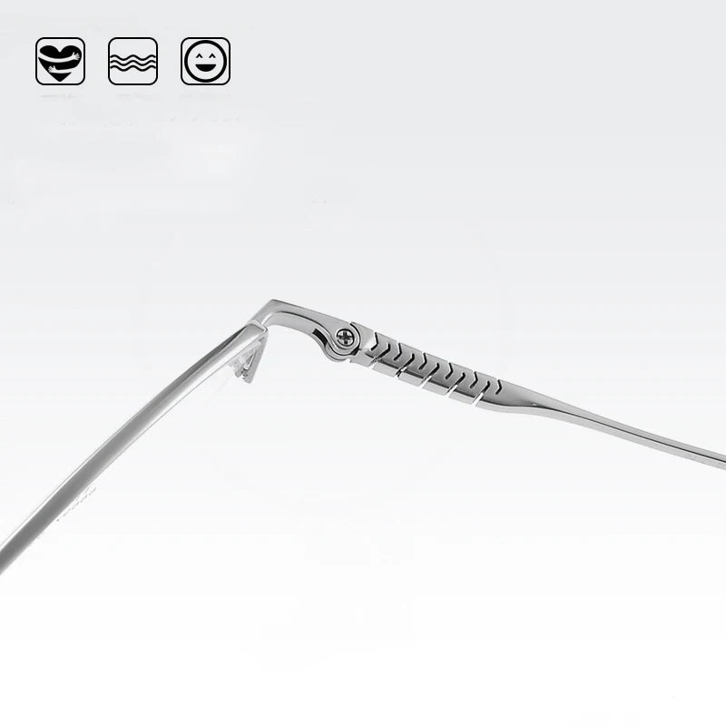 Bclear Unisex Semi-Rimless Square Titanium Eyeglasses Frame 86697 - Lightweight & Durable for Work, Reading & Everyday Wear