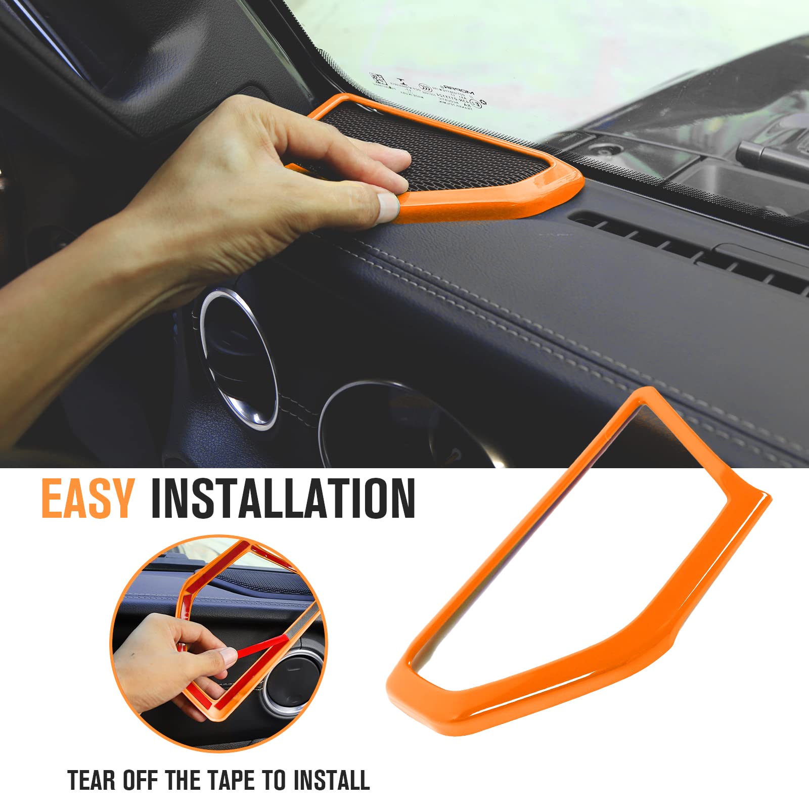 JeCar Orange Interior Speaker Cover Bezel Trim Kit for 2018-2023 Jeep Wrangler JL JLU & Gladiator JT - Premium Interior Accessories for Enhanced Sound & Style - Perfect for Off-Roading & Custom Car Upgrades