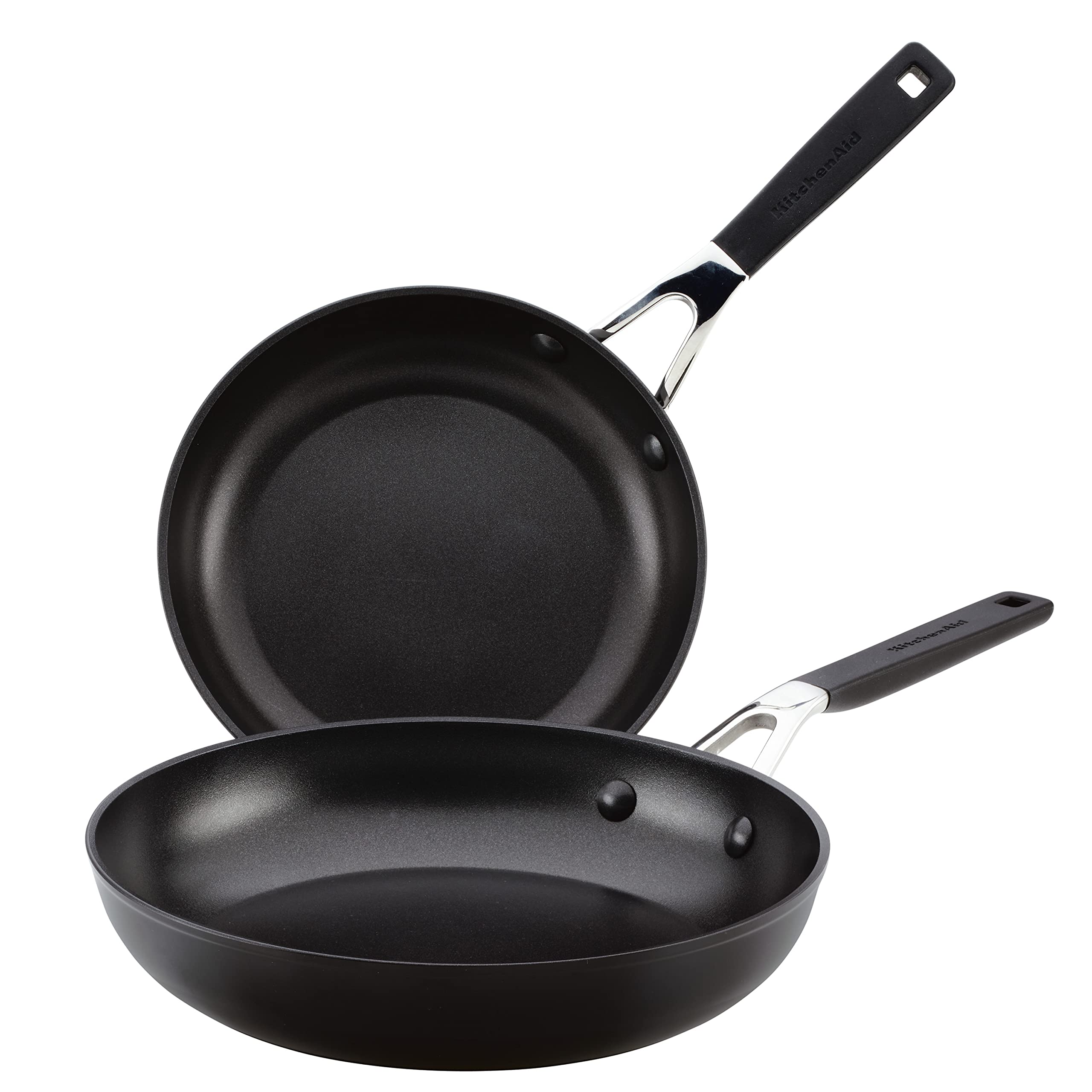 KitchenAid Hard Anodized Nonstick Frying Pan Set - 8.25 & 10 Inch Skillets, Onyx Black - Perfect for Sautéing, Frying & Cooking Eggs, Pancakes & More