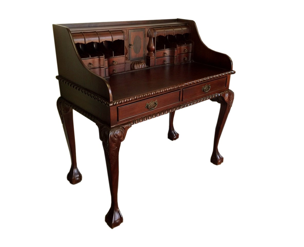 D-ART COLLECTION England Writing Desk - Vintage Style Home Office Furniture for Study & Work