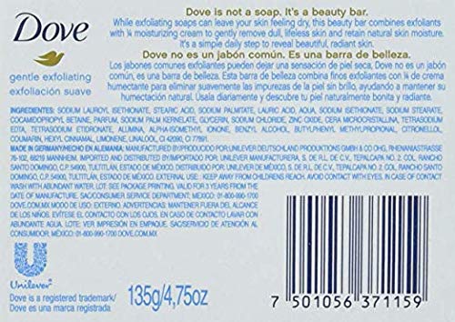 Dove Beauty Cream Bar Pack of 3 - Gentle Exfoliating Soap for Soft, Smooth Skin | Perfect for Daily Face & Body Wash, Shower & Bath Routine