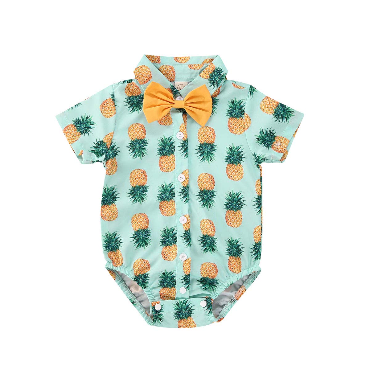 12-18 Months Baby Boy Floral Print Short Sleeve Romper Bodysuit - Gentlemen Style One-Piece Outfit for Newborn Infant (Yellow) | Perfect for Summer Outings, Photo Shoots & Special Occasions