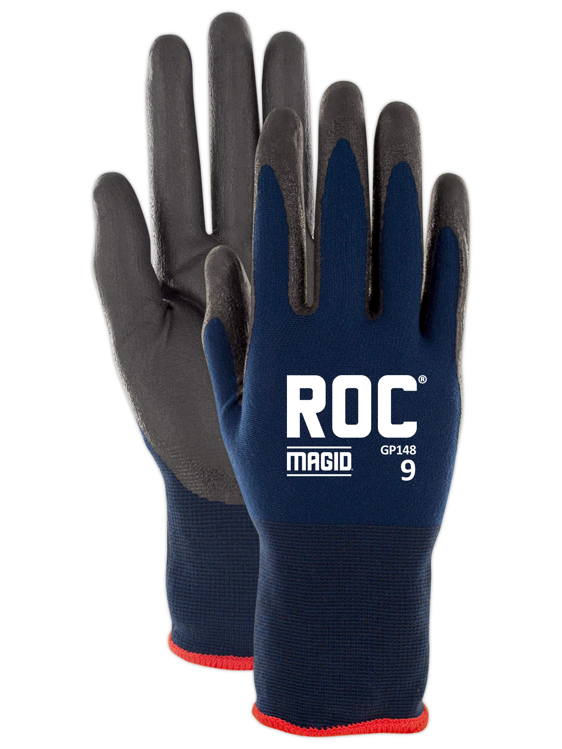 **MAGID ROC 15-Gauge Nitrile Palm Coated Work Gloves - Size 7/S (12 Pairs) - ANSI Cut Level A1, Oil-Resistant & Abrasion-Resistant, Lightweight & Flexible for Mechanics, Construction & DIY Projects**    *(Note: 