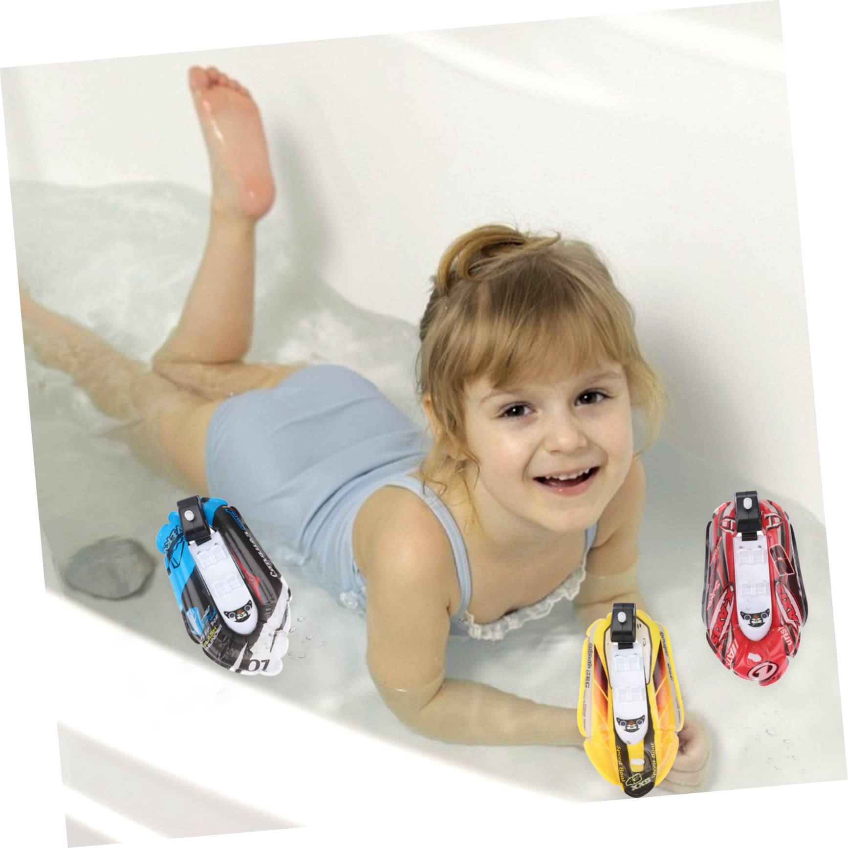 HAWILLOSCH 3-Piece Clockwork Toy Bathtub Boat Set - Fun Wind-Up Bath Toys for Kids, Floating Bathtub Ships in Red - Perfect for Bath Time Play & Pool Water Games