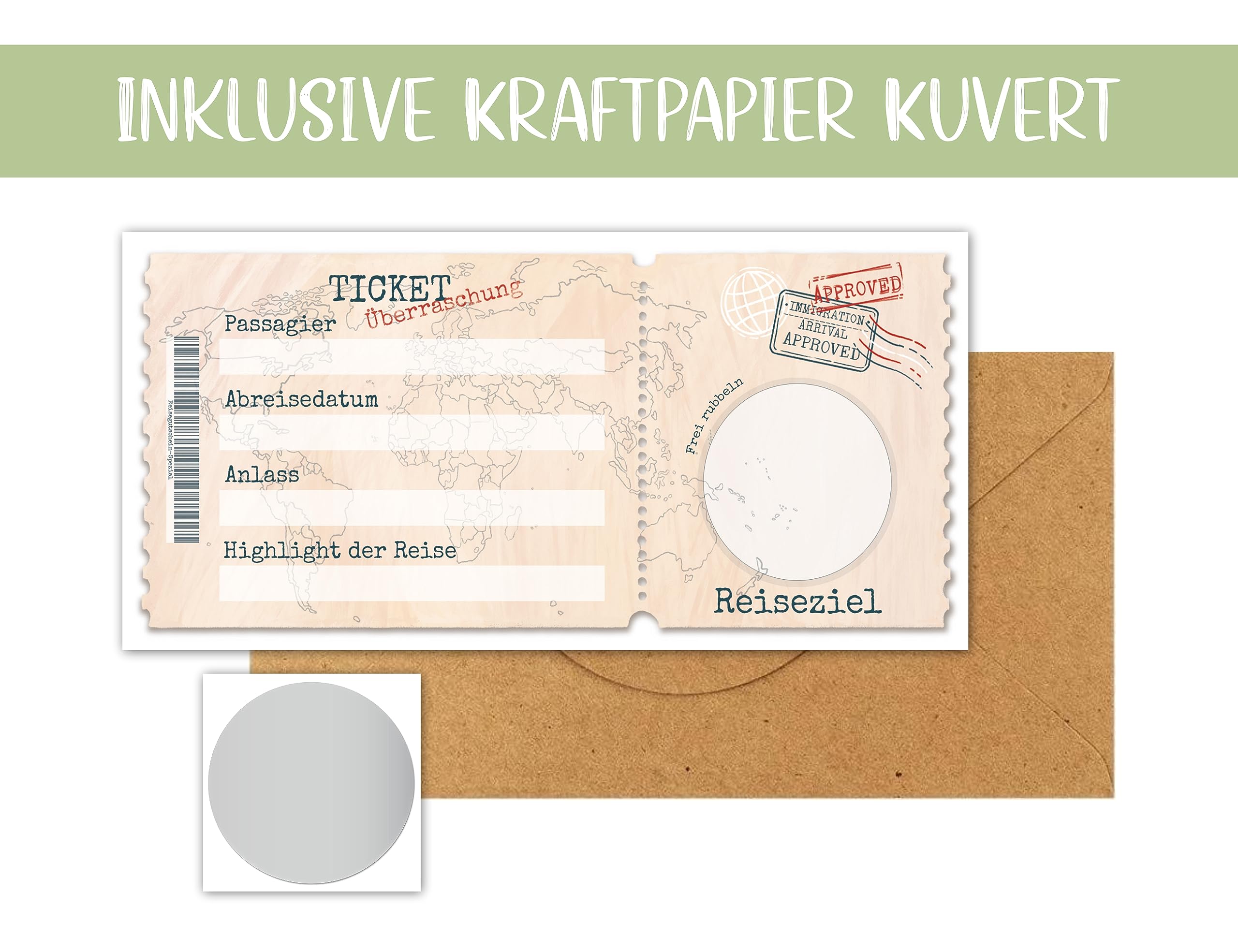 PICTALOO Personalized Travel Voucher Gift Card with Scratch Sticker - Unique Holiday & Flight Ticket Surprise for Birthdays, Anniversaries & Special Occasions - Perfect Money Gift for Travel Lovers
