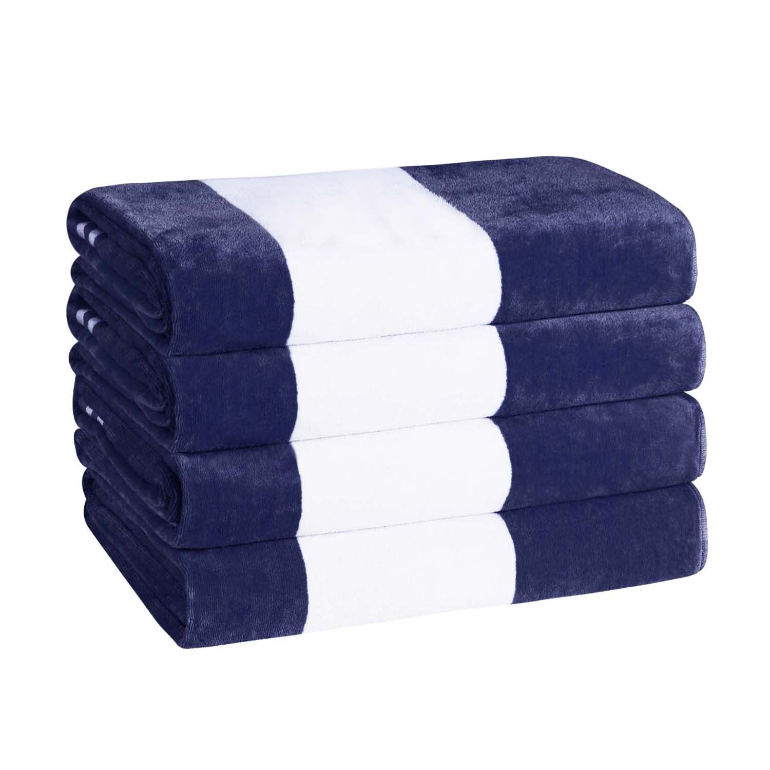 Premium Cabana Stripe Oversized Cotton Beach Towel Set of 2, 4, or 6 - Soft, Absorbent & Quick-Drying for Pool, Beach, Vacation & Spa Use