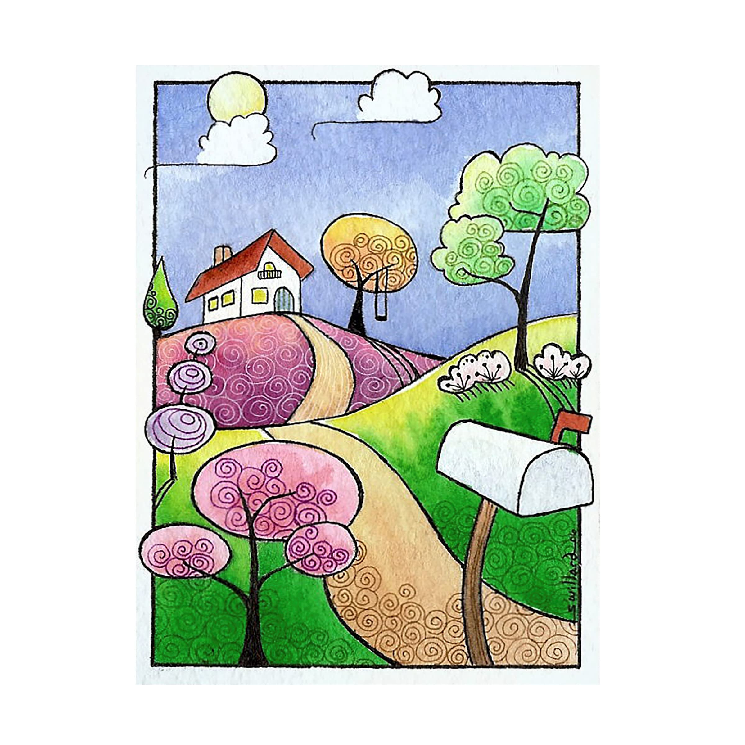 Trademark Fine Art 'The Little Cottage' Canvas Wall Art Print by Sandra Willard - Perfect for Living Room, Bedroom & Office Decor