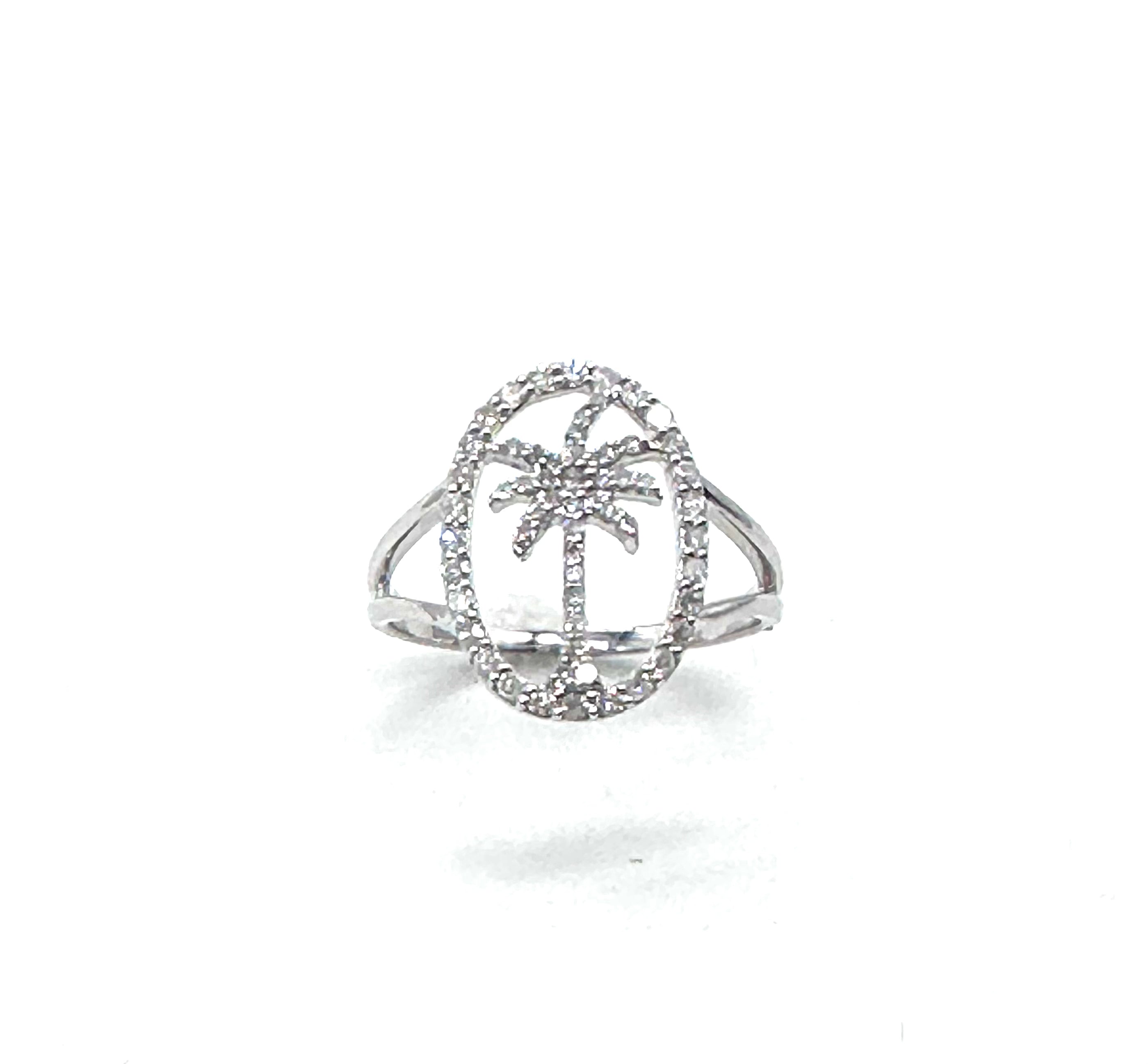 Exquisite Palm Tree Diamond Ring for Women - Elegant 14K Gold Tropical Jewelry - Perfect for Beach Weddings, Vacation & Summer Fashion