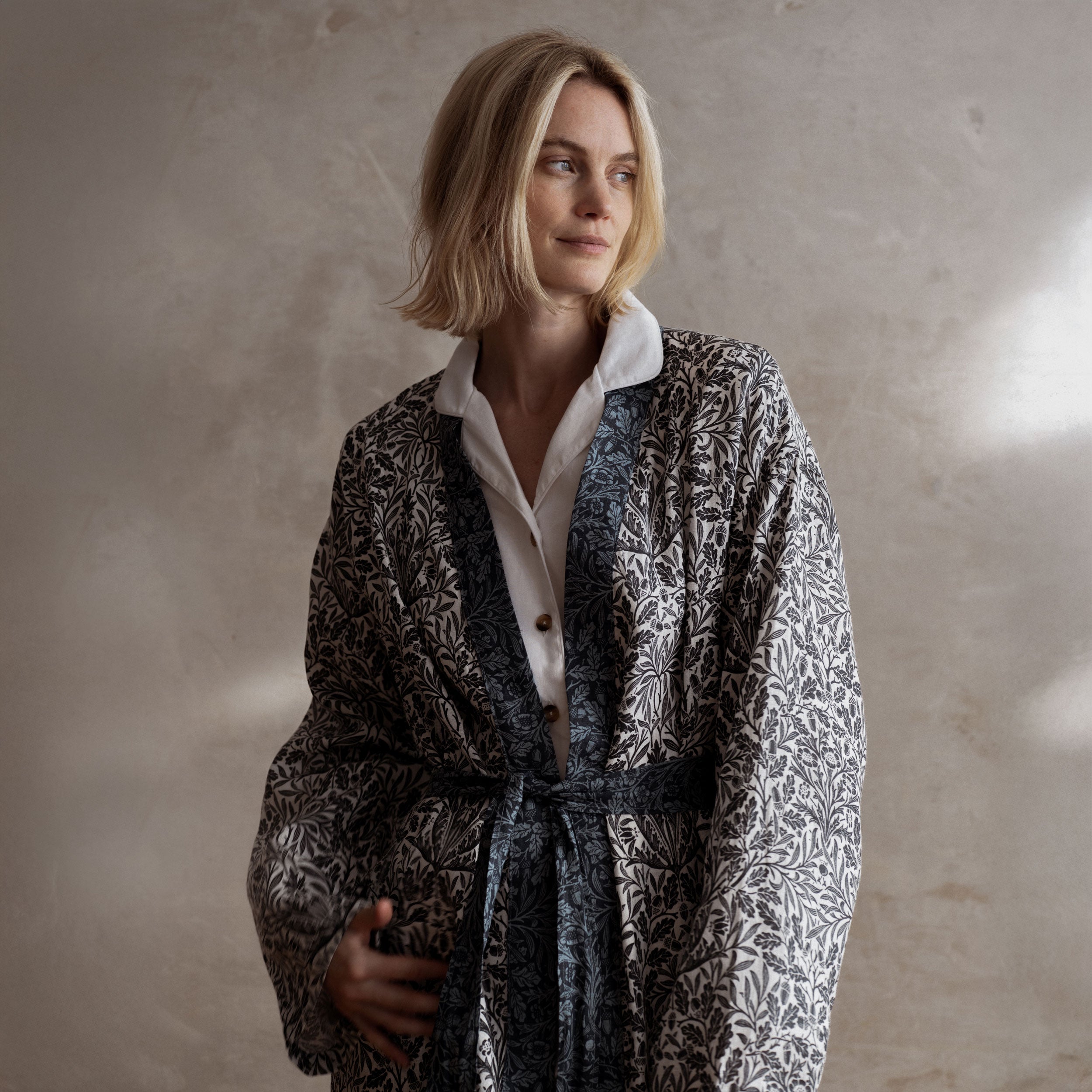 Ernest Blue Pure Acorn Linen Robe and Sleep Mask Set - Soft & Breathable Loungewear for Women - Perfect for Spa, Relaxation & Sleep