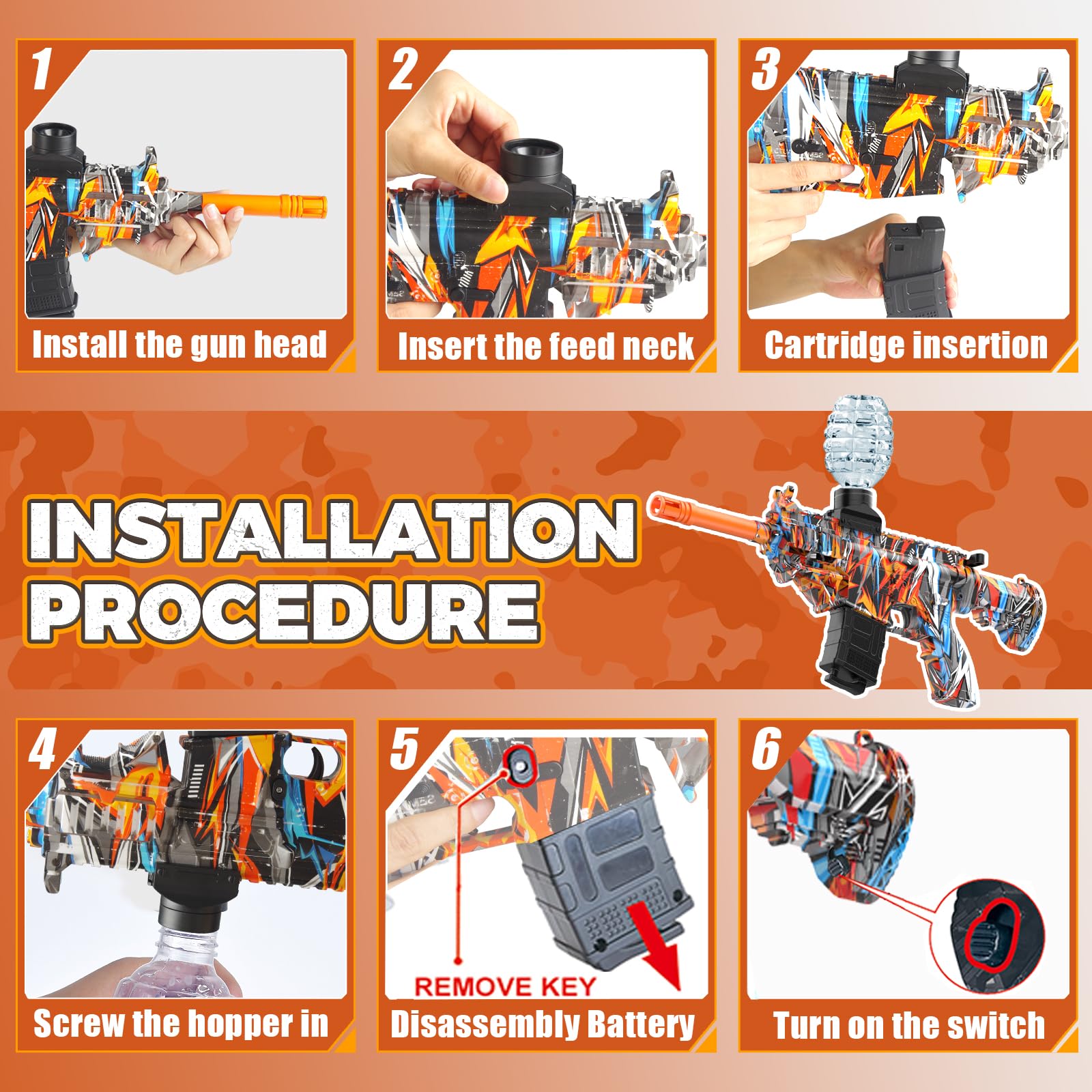 JANNIRESS Electric Gel Ball Blaster Toy - Eco-Friendly Splatter Ball Gun with Automatic Shooting for Outdoor Team Games & Activities (Brown) | Perfect for Backyard Battles, Birthday Parties & Group Fun