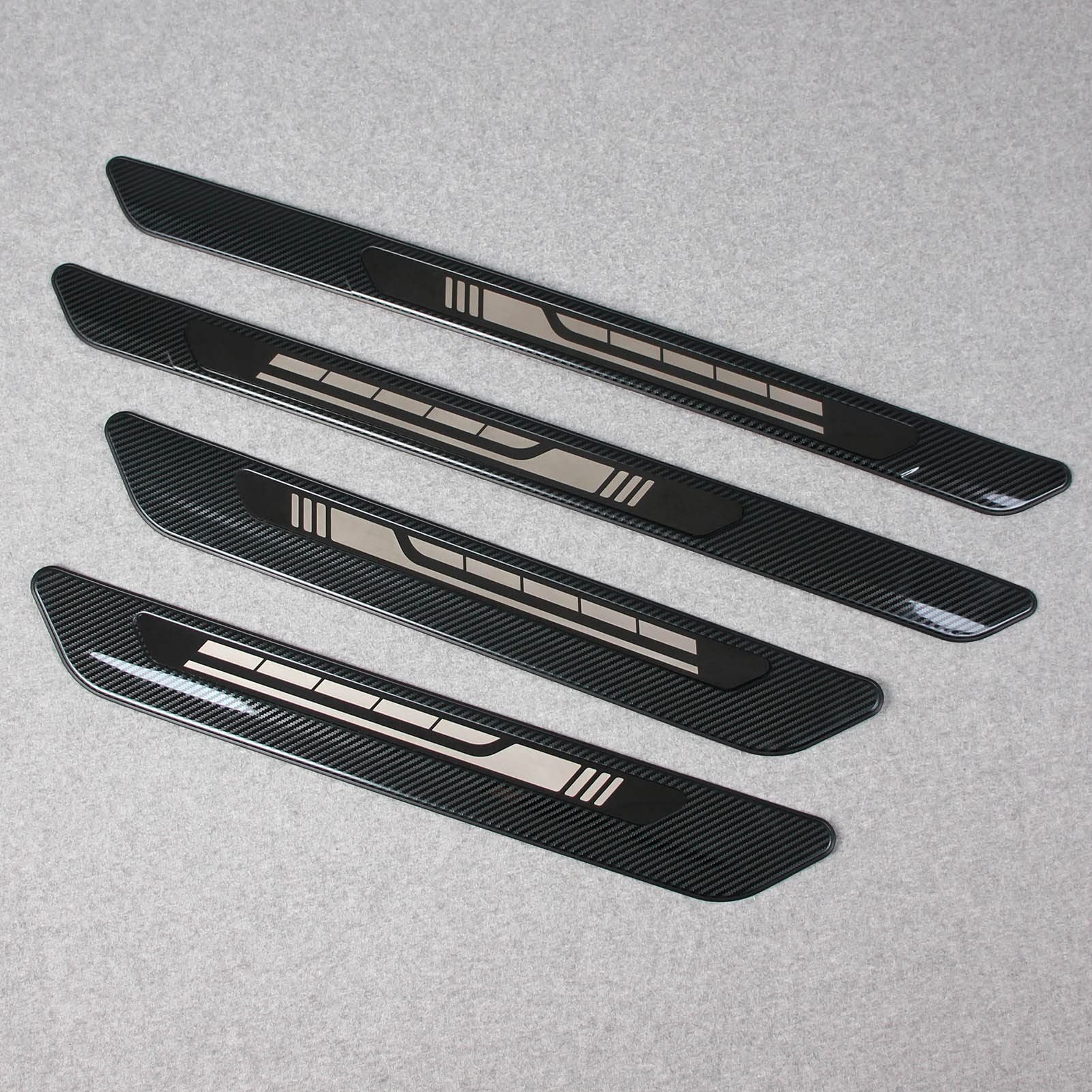 Beautost Stainless Steel Outside Door Sill Scuff Plate Guard Cover Trim for Toyota Sienna 2021-2025 - Carbon Fiber Black | Durable Protection & Stylish Upgrade for Car Exterior