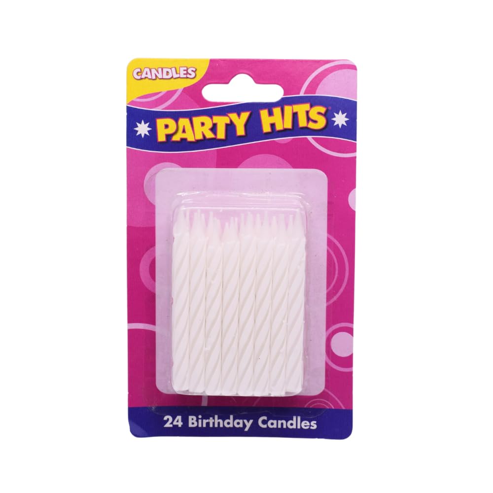 Oasis Supply White Candy Stripe Birthday Candles 2.5 Inch - Perfect for Birthday Cakes, Cupcakes & Party Decorations