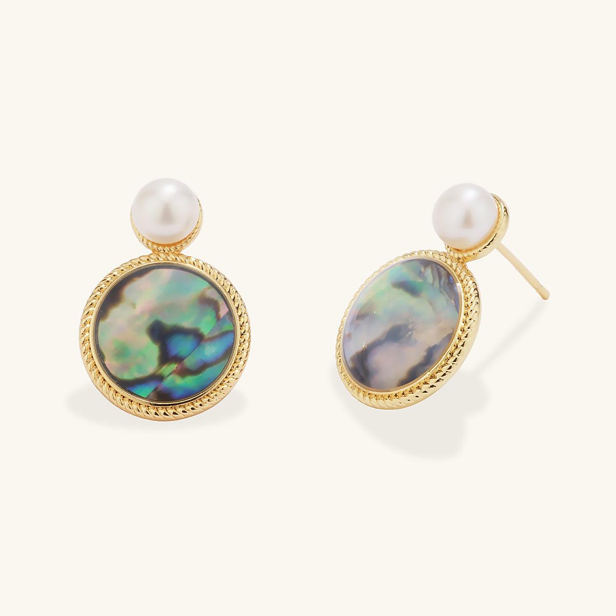 Elegant Freshwater Pearl & Abalone Shell Drop Earrings for Women | Handmade Dangle Jewelry | Perfect for Weddings, Parties & Special Occasions