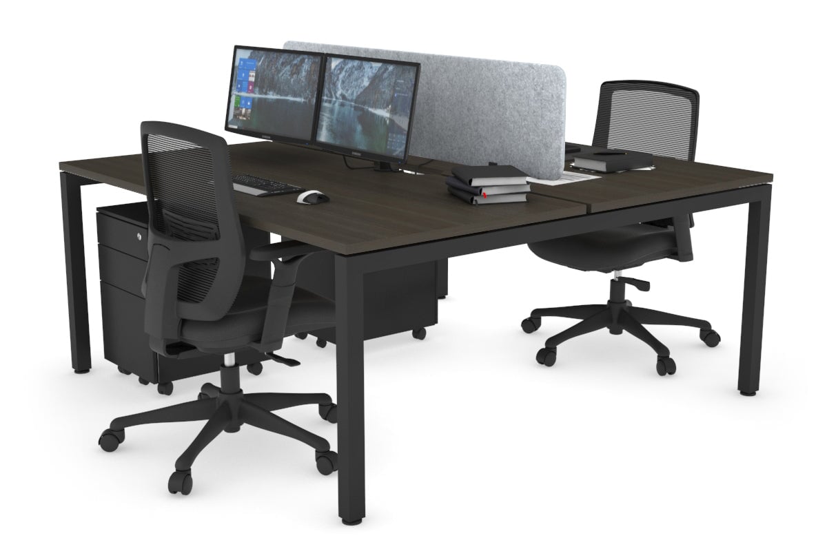 Quadro Square Legs 2 Person Office Workstation Desk - 1400L x 800W with Cable Management Scallop - Perfect for Shared Workspaces & Home Offices