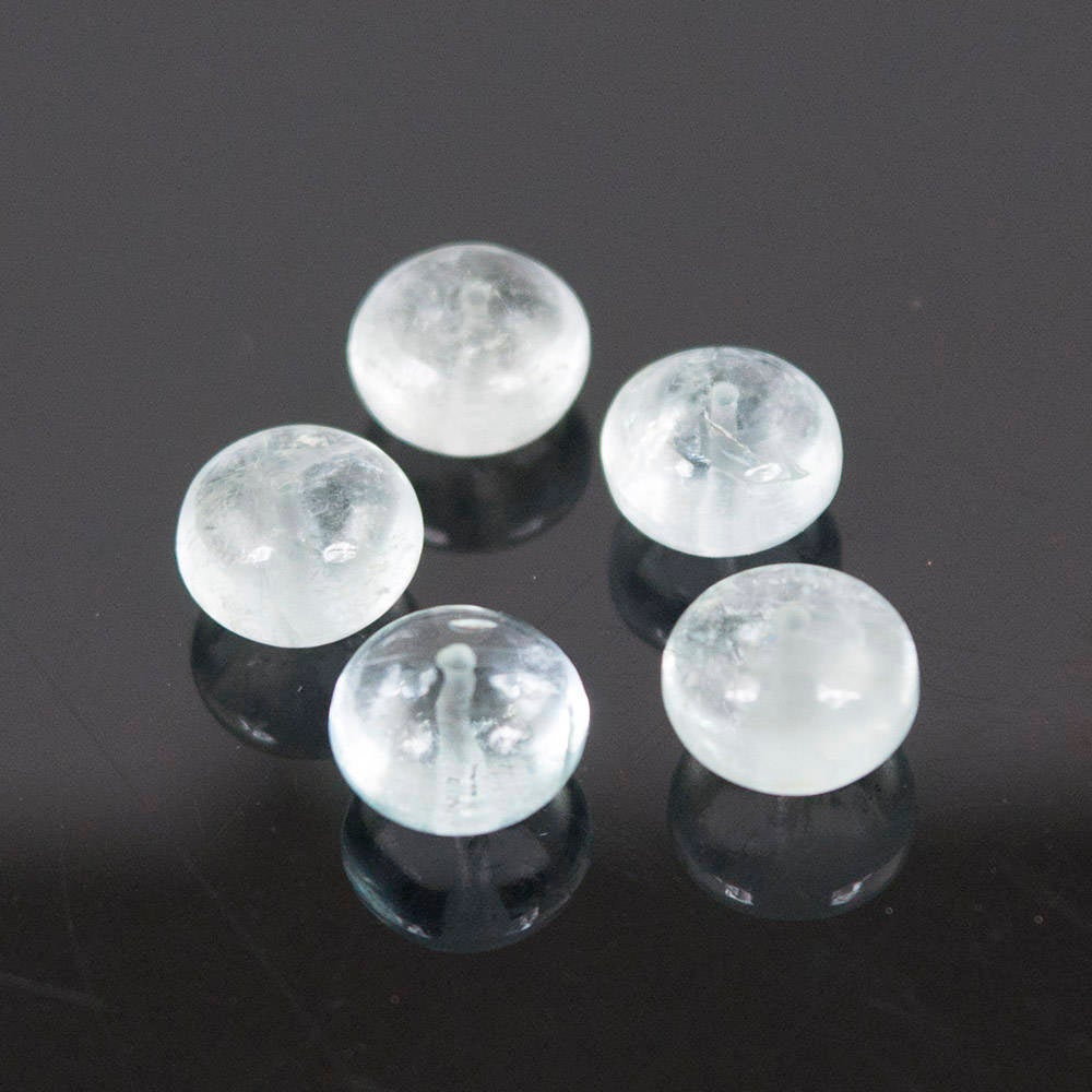Natural Genuine Aquamarine Beads - 17.05Cts Blue Aquamarine Gemstone Cabochon, 8x5.5mm Round Drilling for Jewelry Making, Necklaces & Bracelets - Perfect for DIY Crafting & Gift Giving