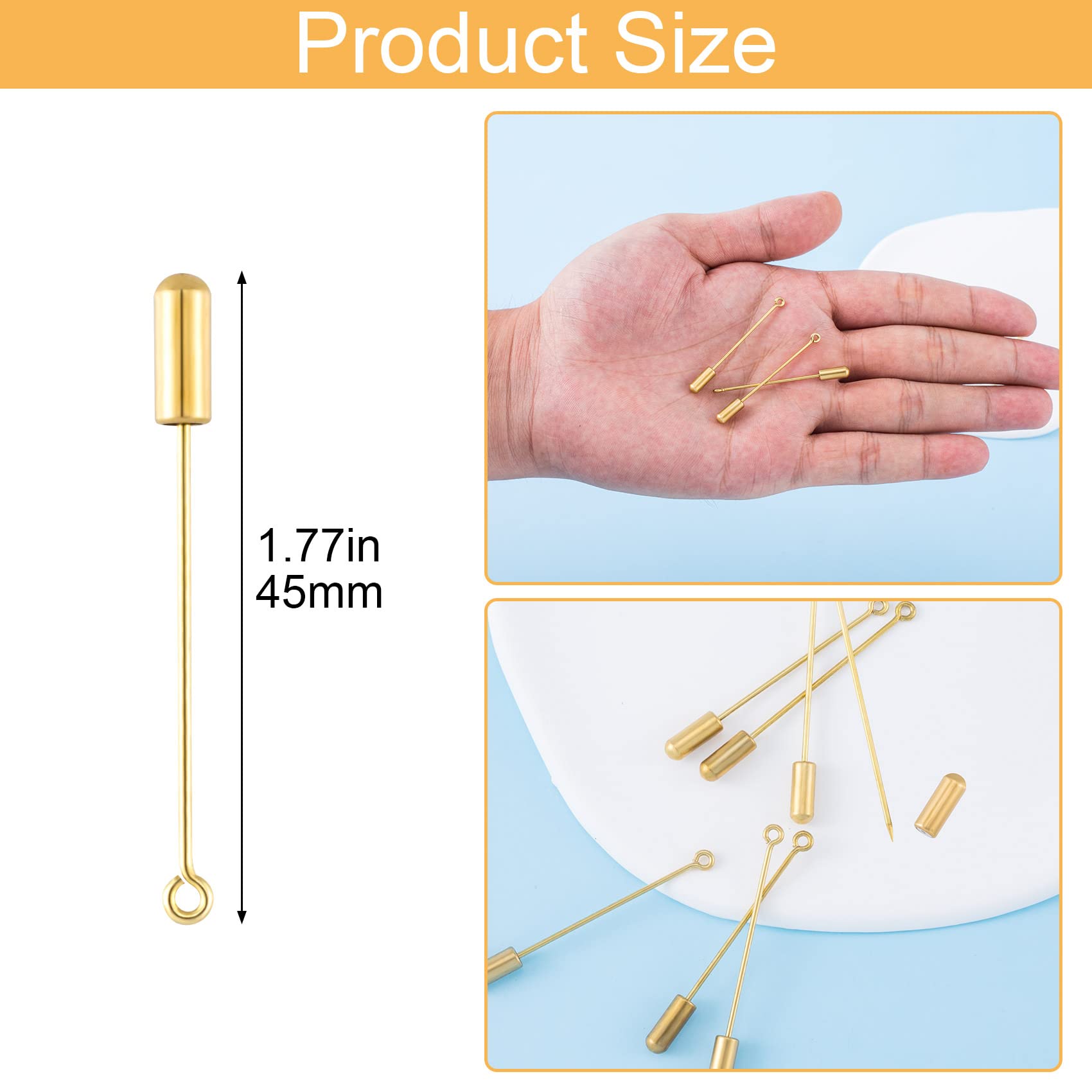 90pcs Boutonniere Pins with Cap, 1.77 Inch Copper Stick Pins for Wedding Bouquets, Corsages, Jewelry Making - Antique Gold Eye Pins with Clutches (4.5cm) - Perfect for DIY Crafts, Floral Arrangements & Bridal Accessories