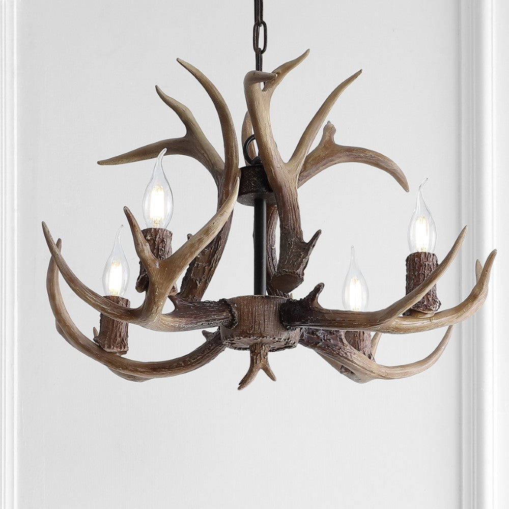 Eldora Adjustable Resin Antler LED Chandelier Light Fixture - Rustic Modern Lighting for Dining Room, Living Room, Cabin & Lodge Decor