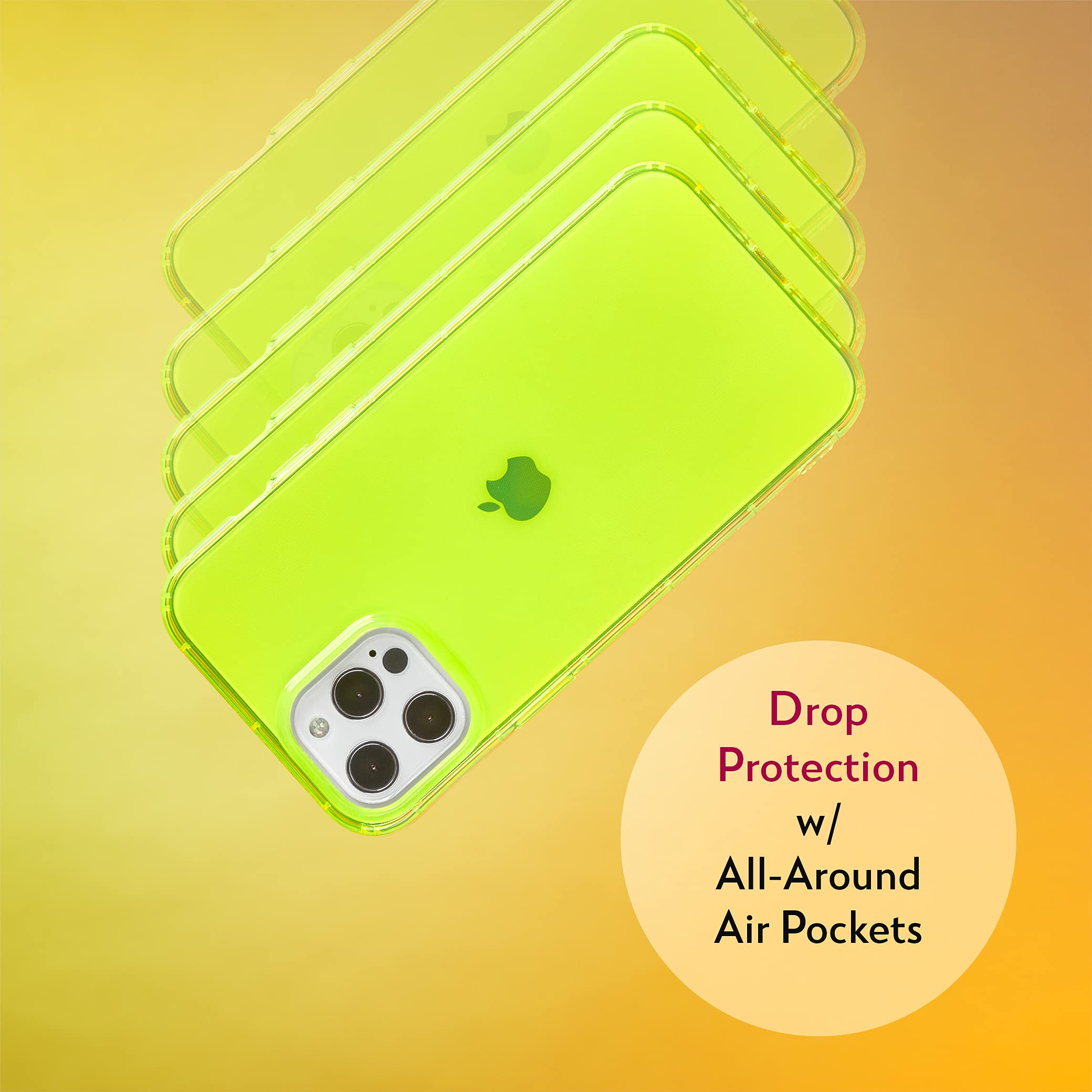 SteepLab Neon Highlighter Jelly Case for iPhone 12 Pro Max - Grippy Protective Cover with Shock-Absorbing Air Pockets (Bright Neon Yellow) - Perfect for Gym, Work & Everyday Use