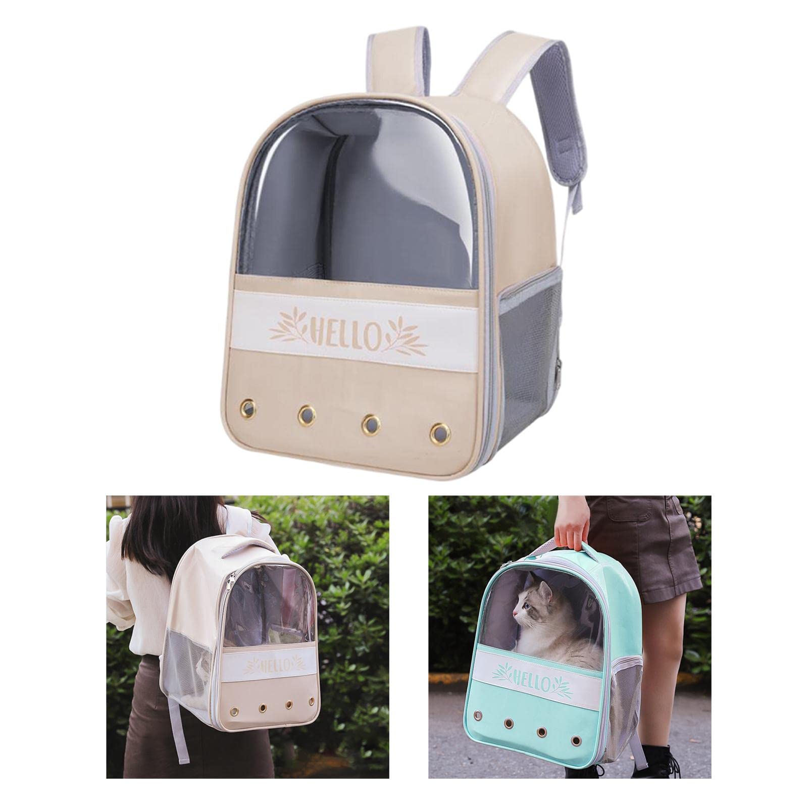 Durable Pet Carrier Backpack for Dogs & Cats - Soft Travel Tote Bag for Rabbits & Small Pets (Khaki) | Perfect for Air Travel, Hiking & Outdoor Adventures | Pet Supplies & Dog Carriers