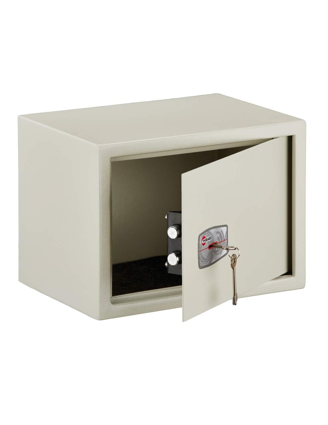 Sedan Safety Box with Key Lock - 2 Bolts, Beige Epoxy Finish - Secure Storage for Small Valuables in Cars - Perfect for Cash, Jewelry & Documents