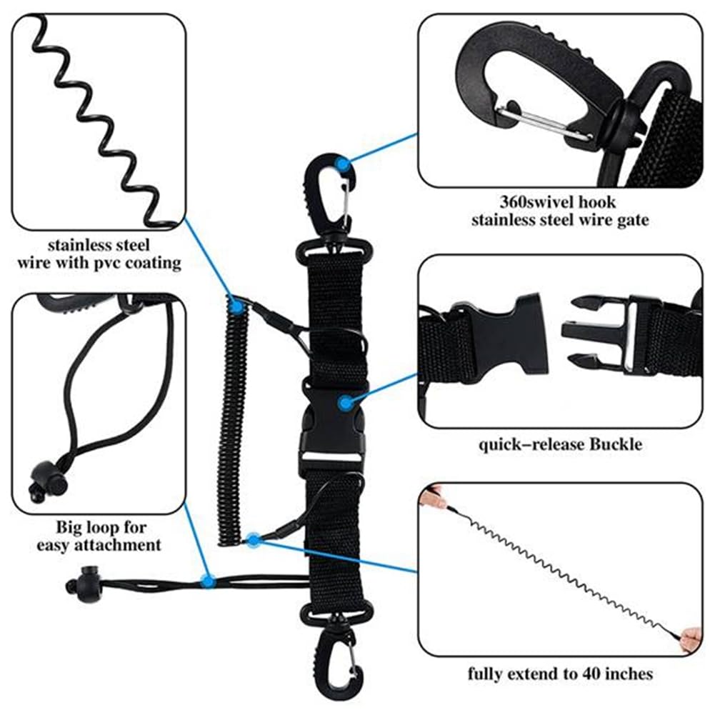 2 Pack Scuba Diving Lanyards with Quick Release - Underwater Camera & Light Holder for Diving Gear