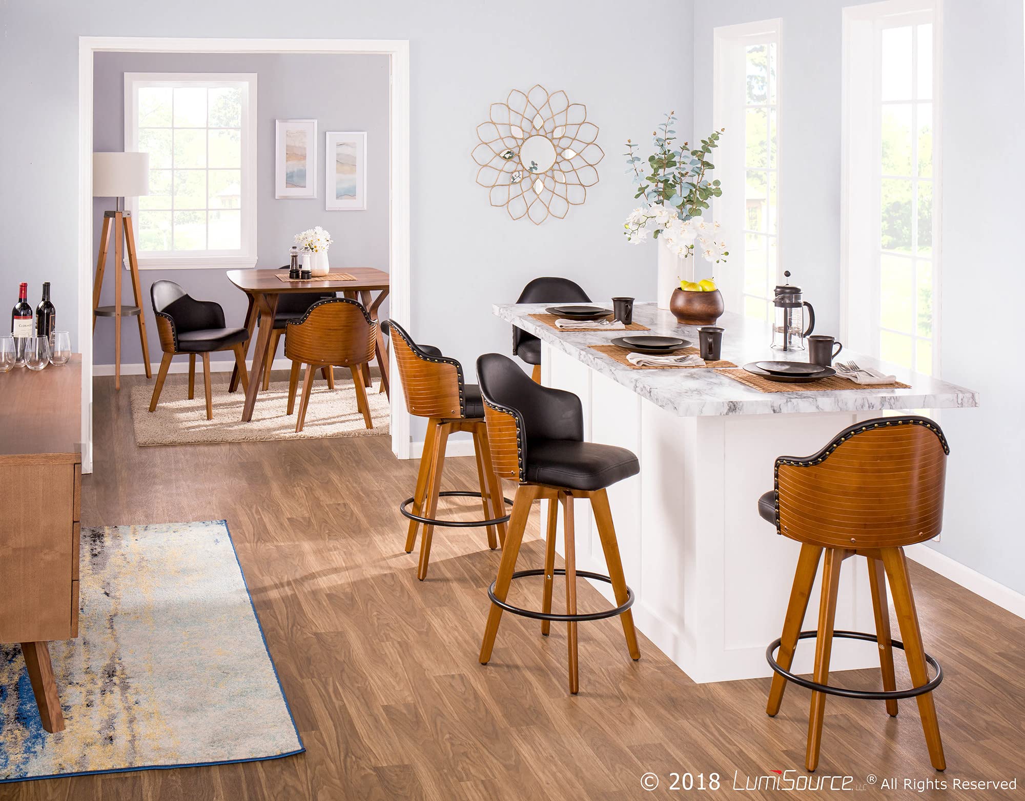 LumiSource Ahoy Mid-Century Modern Upholstered Dining Chair - Set of 2 Kitchen Chairs for Dining Table - Comfortable & Stylish for Home, Restaurant, Cafe Use