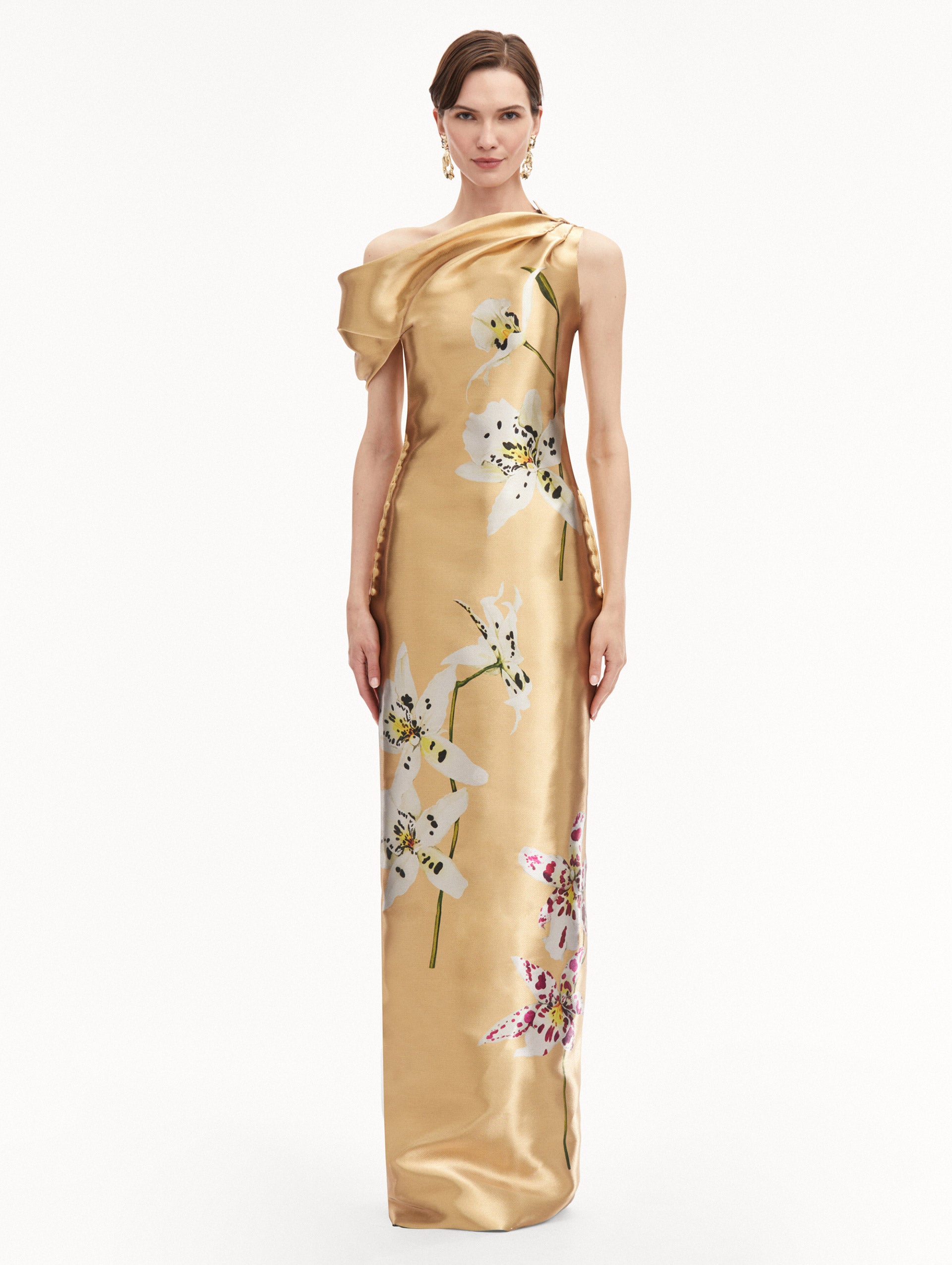 Elegant Gold Metallic Organza Gown for Women - Perfect for Prom, Evening Gala & Formal Occasions