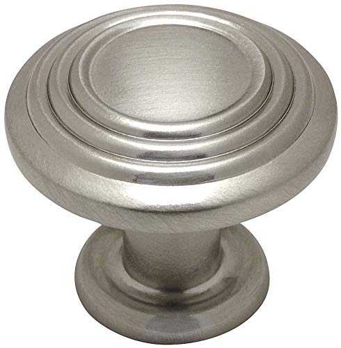 50 Pack - Cosmas 4122SN Satin Nickel 3 Ring Cabinet Knobs - 1-1/4