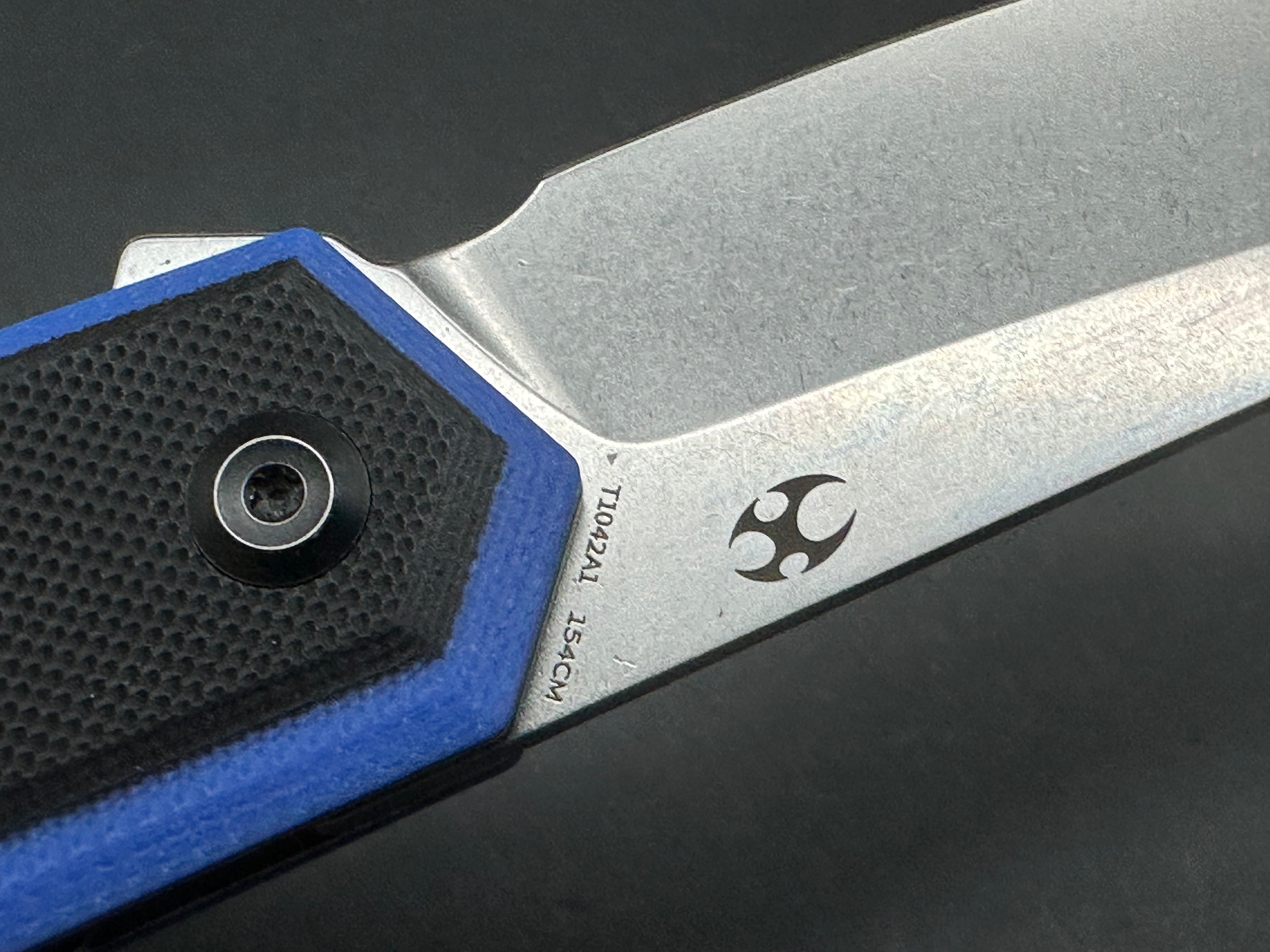 KANSEPT INTEGRA Folding Knife - Blue/Black G10 Handle, 154CM Stainless Steel Blade - Perfect for EDC, Camping & Outdoor Adventures