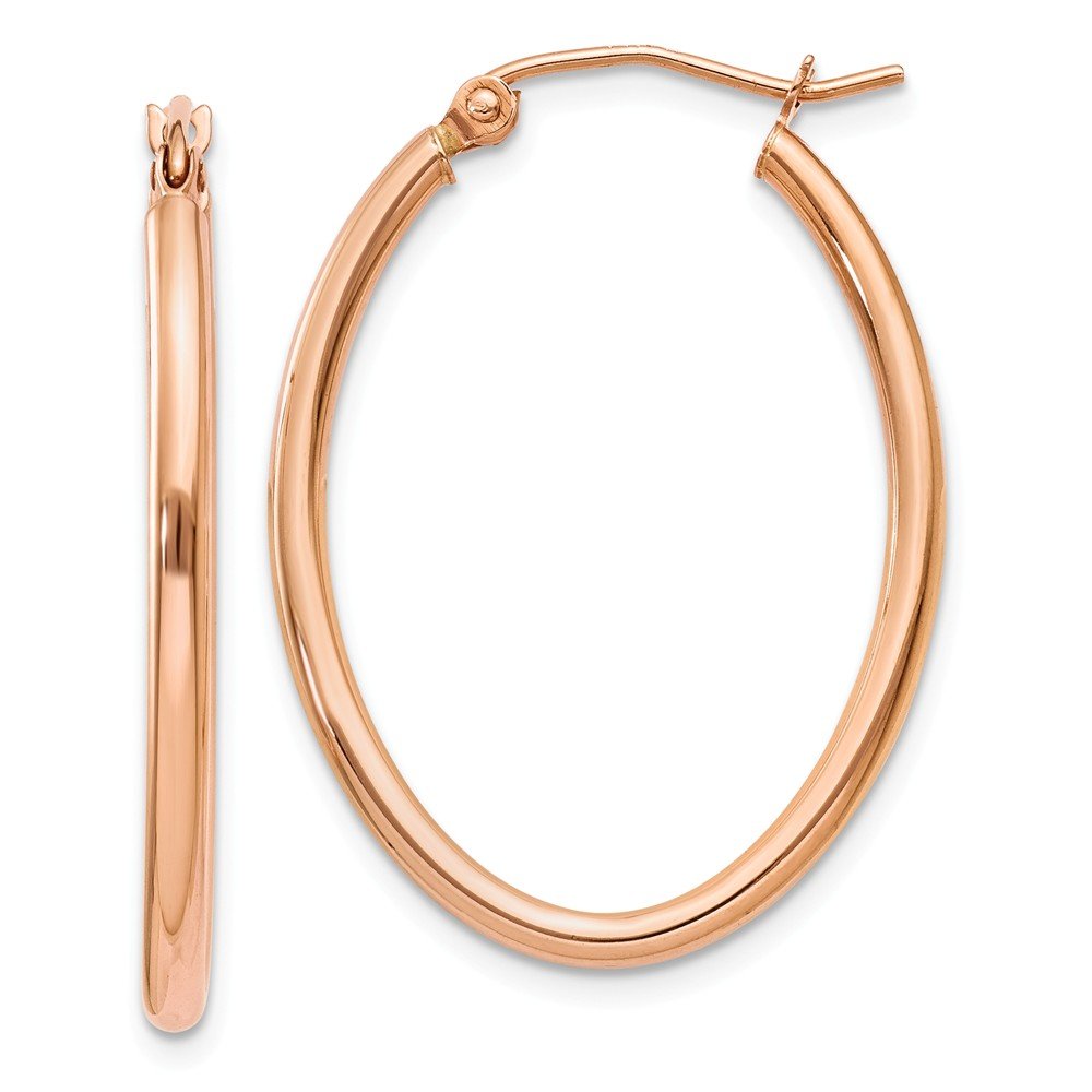 14K Rose Gold Oval Hoop Earrings for Women - Dainty Everyday Jewelry - Perfect for Work, Date Night & Special Occasions | Jewels By Lux