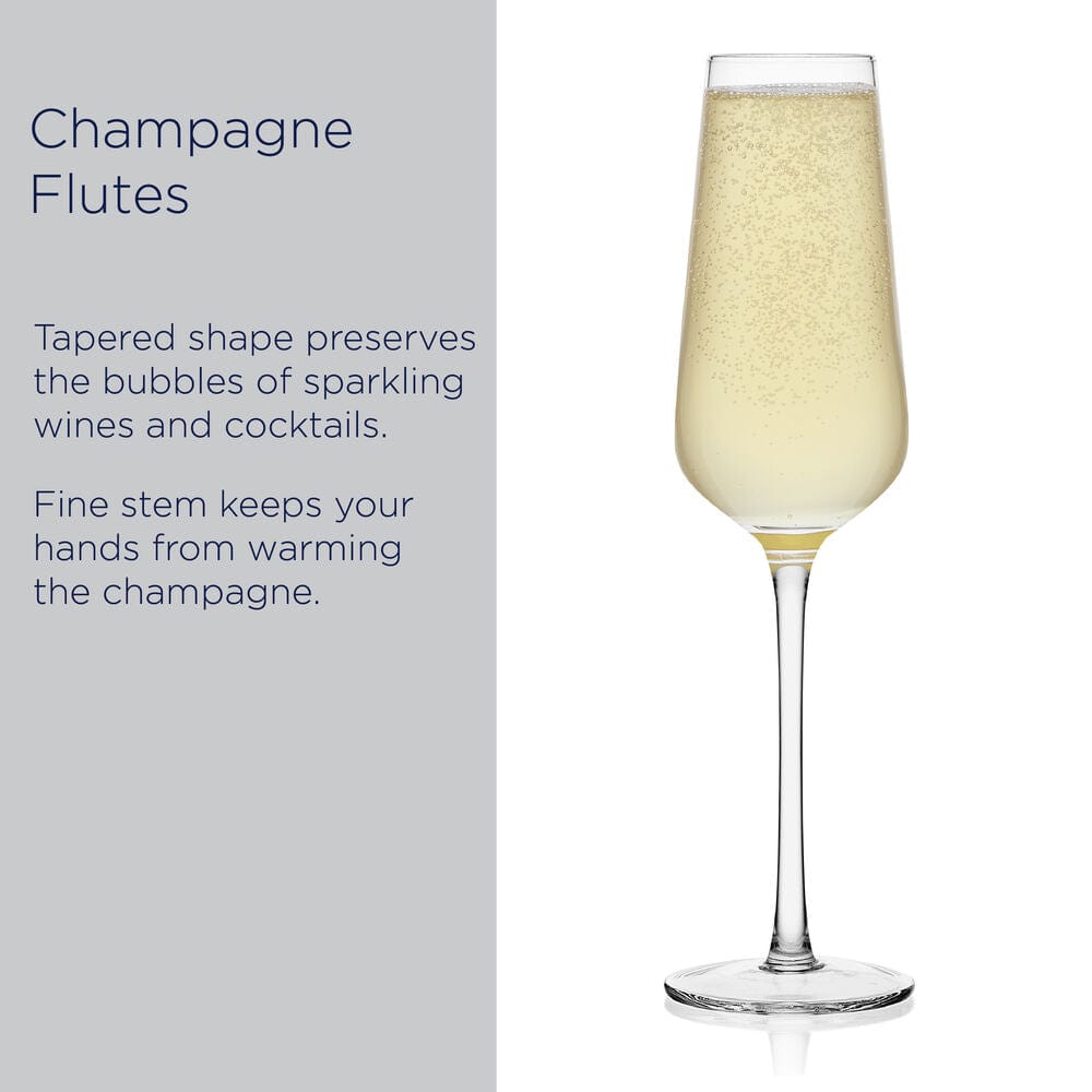 Premium Samantha Set of 4 Elegant Flute Glasses for Champagne, Wine & Cocktails - Perfect for Weddings, Parties & Special Occasions