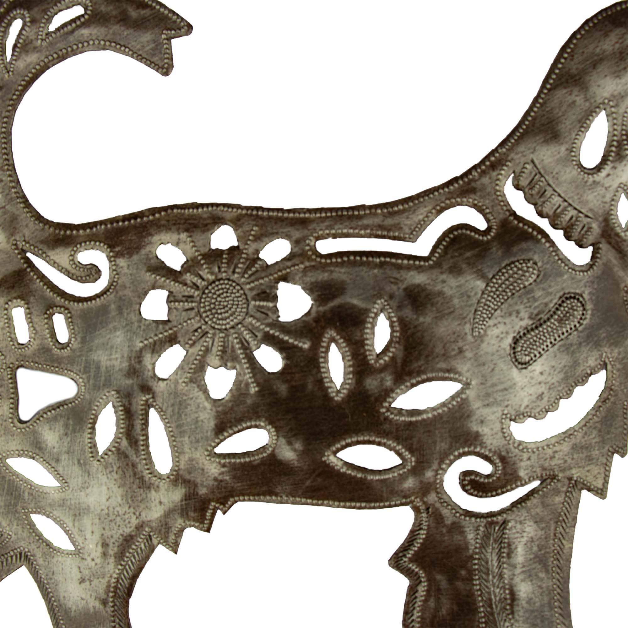 Haitian Steel Drum Wall Art - 13 Inch Handmade Dog Design for Home Decor, Living Room, Bedroom & Office