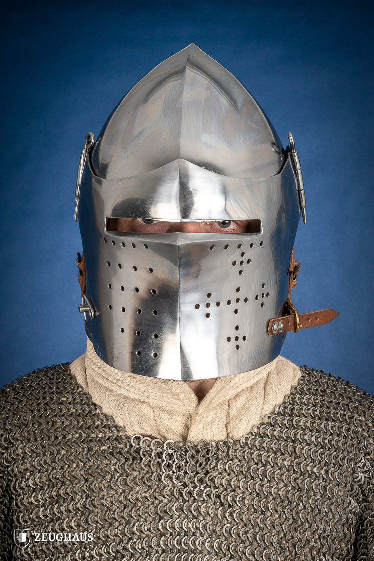 2mm Polished Bascinet Helmet - Medieval Knight Armor Replica for LARP, Cosplay & Historical Reenactment