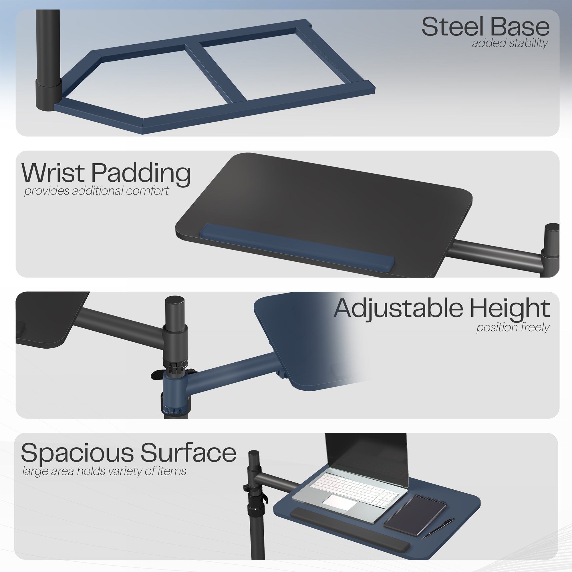 VIVO Under Mattress Desk - Adjustable Bed Tray Table for Laptop, Breakfast, Reading in Bed - Perfect for Home Office, Dorm Room & Hospital Use