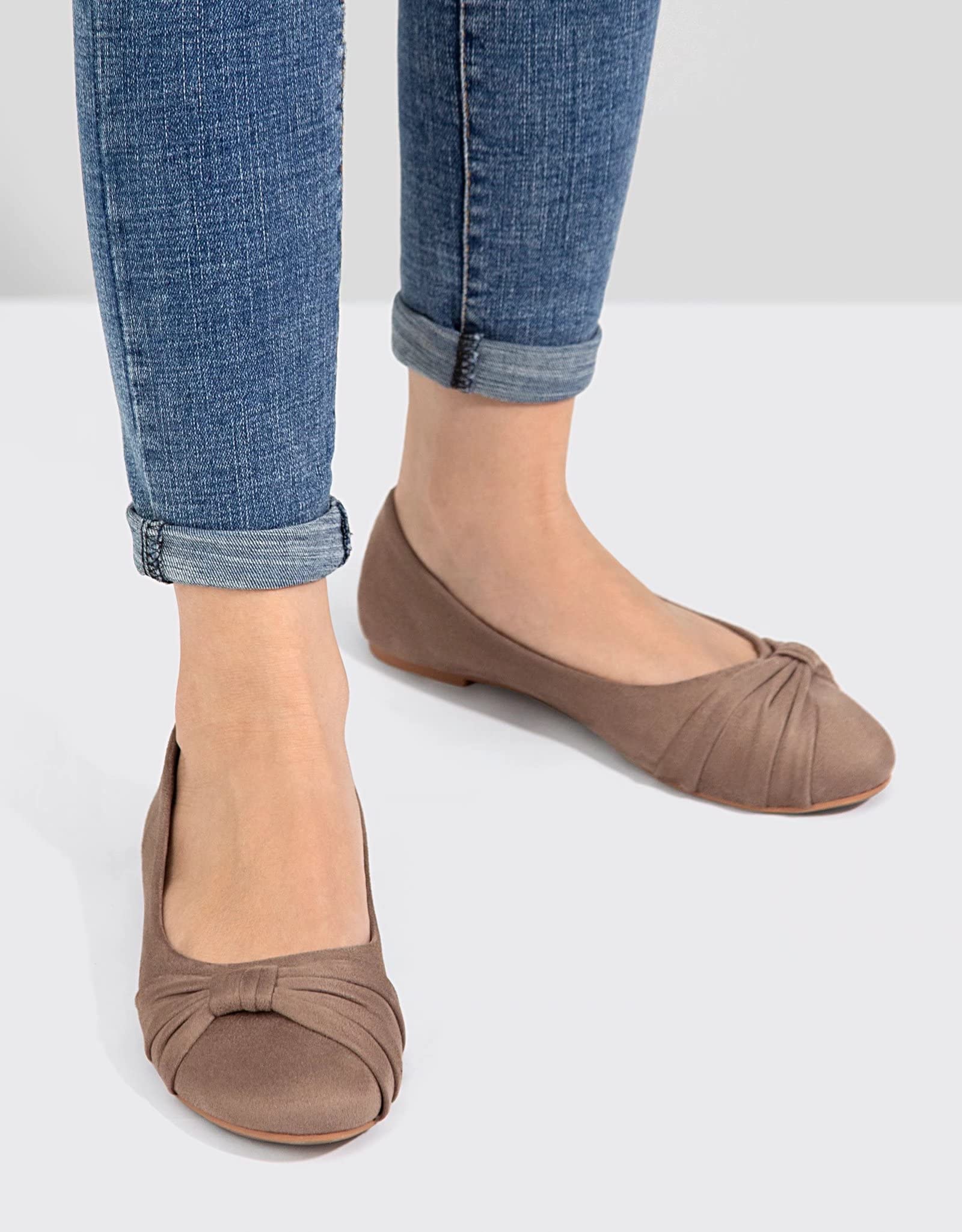 MaxMuxun Women's Comfortable Ballet Flats - Faux Suede Slip-On Walking Shoes with Round Toe for Work, Office & Casual Wear | Dressy & Lightweight Everyday Shoes