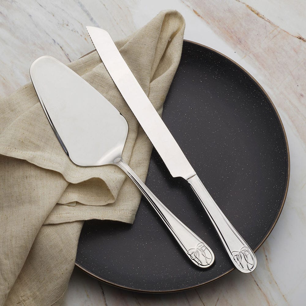 Elegant Love Story Cake Knife and Server Set - Wedding, Anniversary & Special Occasion Cake Cutting Utensils - Perfect for Bridal Showers, Birthday Parties & Romantic Celebrations