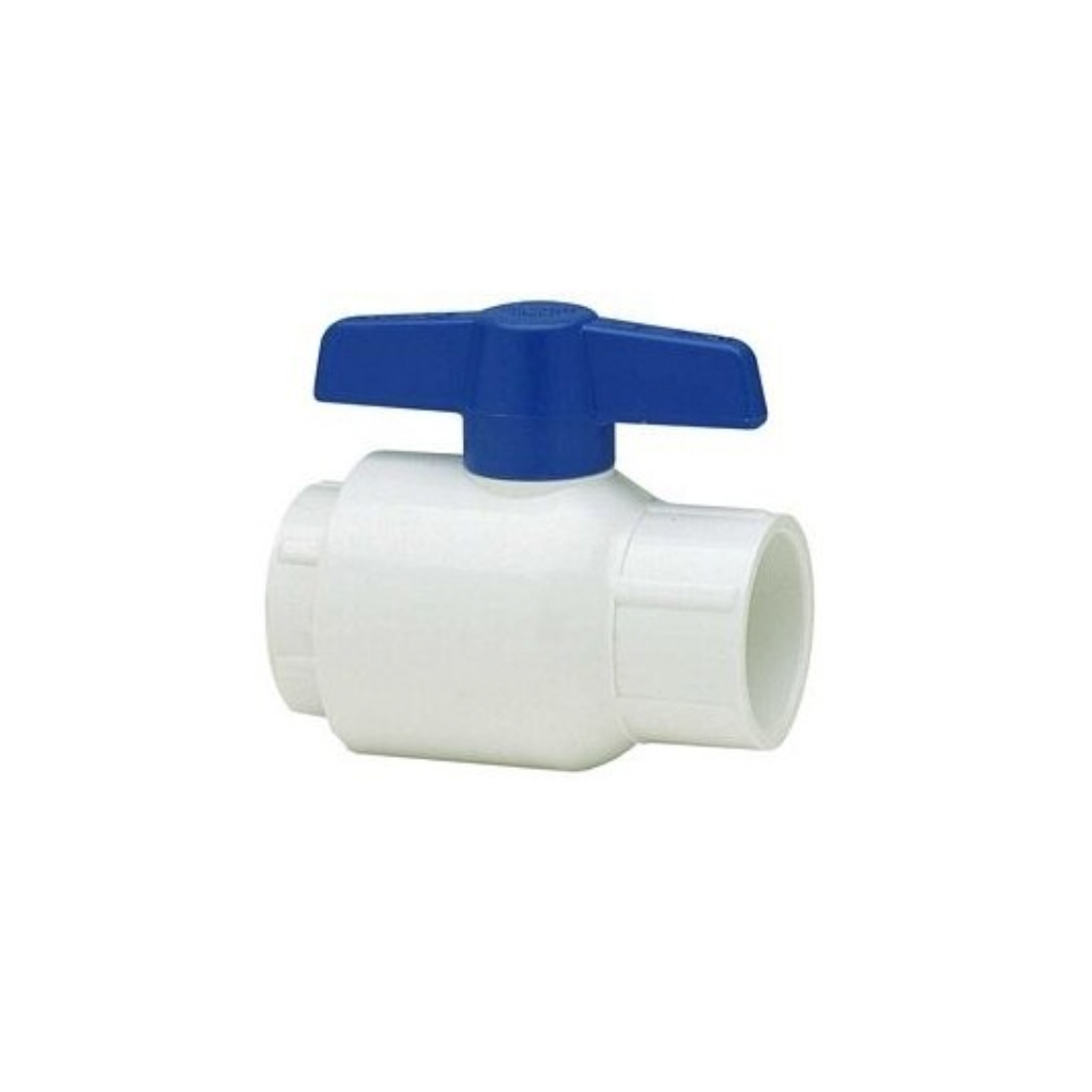 1 Inch PVC 2622 010 Ball Valve with Blue Handle & EPDM O Rings - Socket Connection for Water, Gas, and Chemical Applications