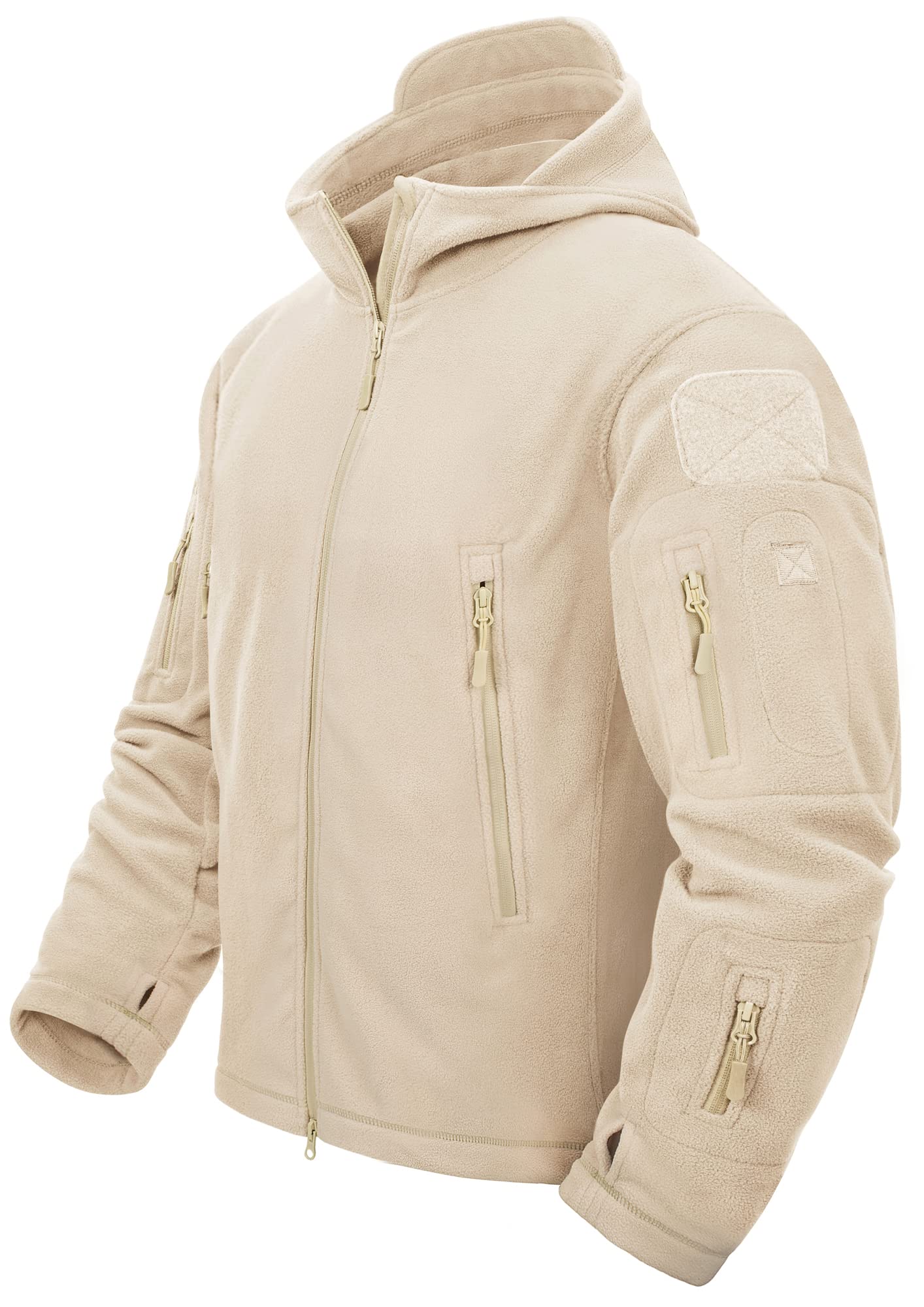 TACVASEN Men's Tactical Fleece Hooded Jacket - Warm Winter Outdoor Jacket for Hiking, Camping & Military Use | Water-Resistant Cold Weather Coat for Men