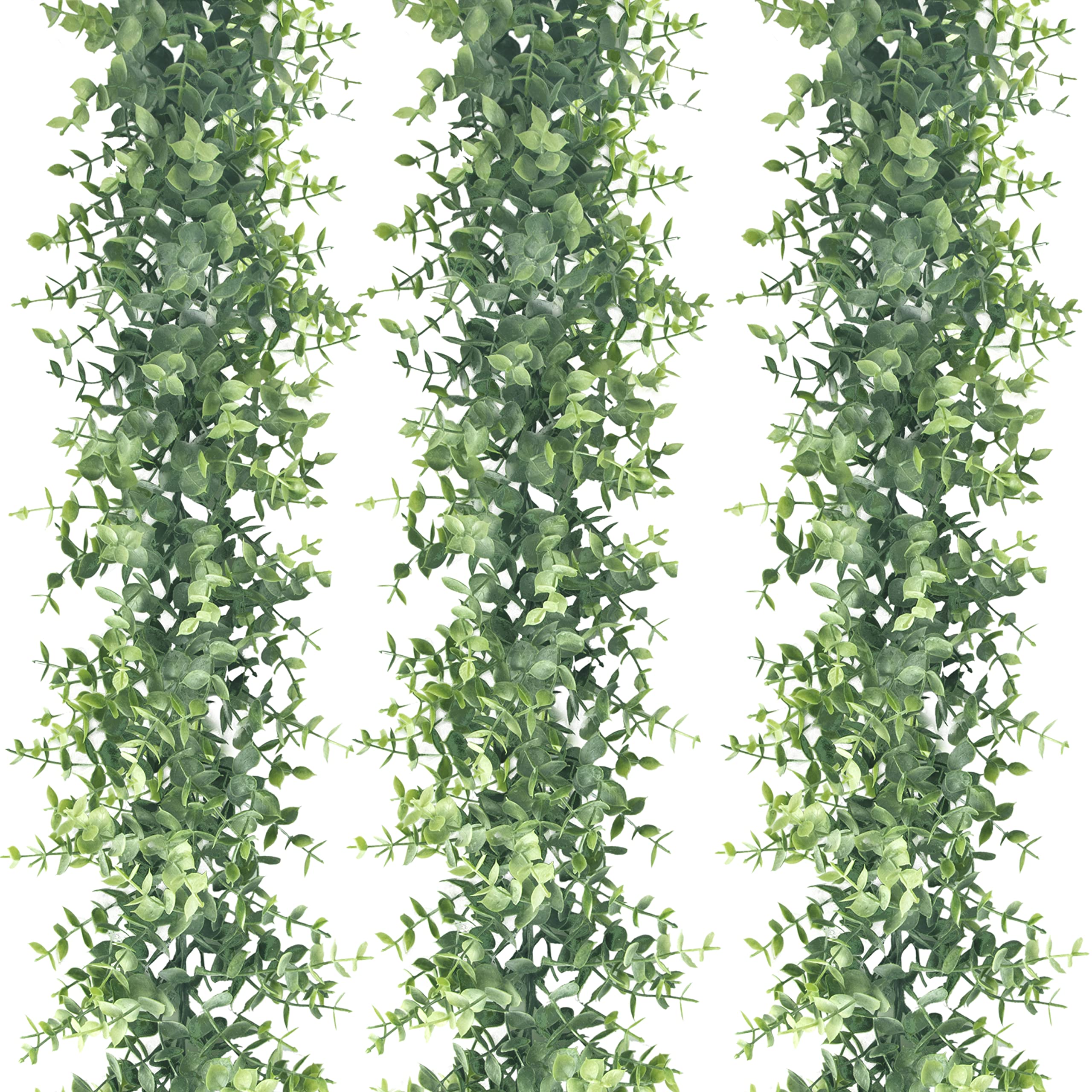 Leyaron 3 Pack Artificial Eucalyptus Garland - 17.7 Ft Fake Vines Hanging Greenery for Wedding Backdrop, Arch, Wall Decor - Spring Home Party Mantle Table Decoration - Perfect for Indoor/Outdoor Weddings, Baby Showers & Home Décor
