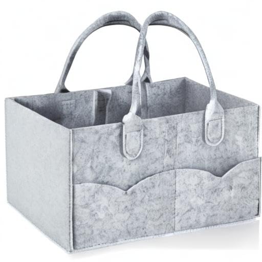 PandaEar Baby Diaper Caddy Organizer - Portable Nursery Storage & Diaper Bag Organizer for Wipes, Diapers & Baby Essentials - Collapsible Divided Design (Gray) - Perfect for Nursery, Travel & On-the-Go Parents