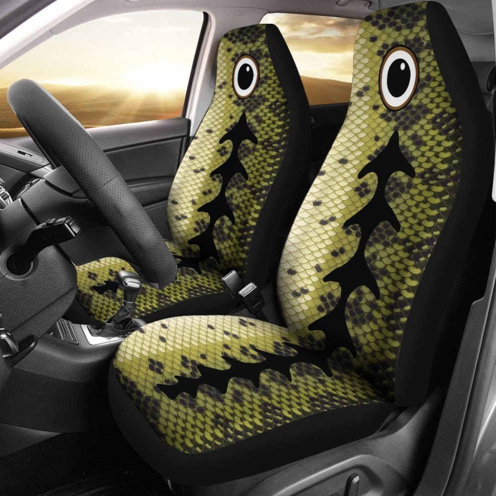 Premium Bass Fishing Car Seat Covers - Largemouth Bass Fish Skin Design for Truck & SUV - Durable Auto Interior Decor (182417) - Perfect for Anglers & Outdoor Enthusiasts