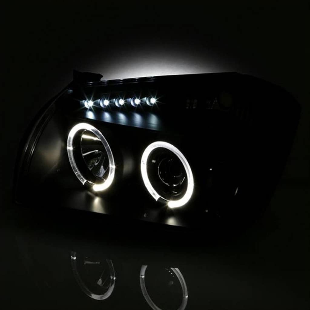 2005-2007 Dodge Magnum Spyder Projector Headlights - LED Halo Black Housing Headlamp Assembly Pair (5009876) | High Performance Lighting for Night Driving & Custom Car Upgrades