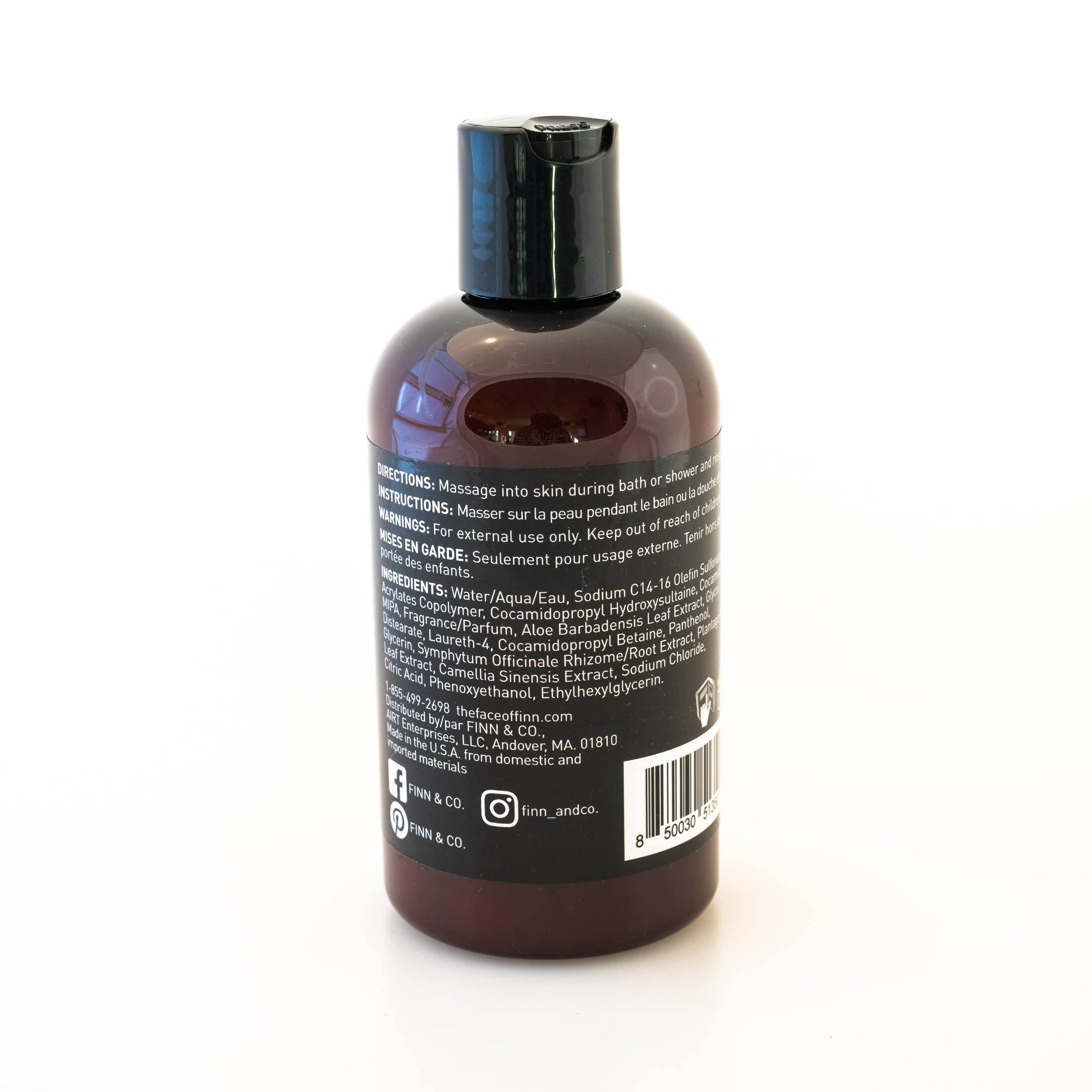 FINN & CO. Black Sand Body Wash & Body Oil Set - Hydrating & Exfoliating Skincare Duo for Dry Skin - Perfect for Spa Day & Self-Care Routine