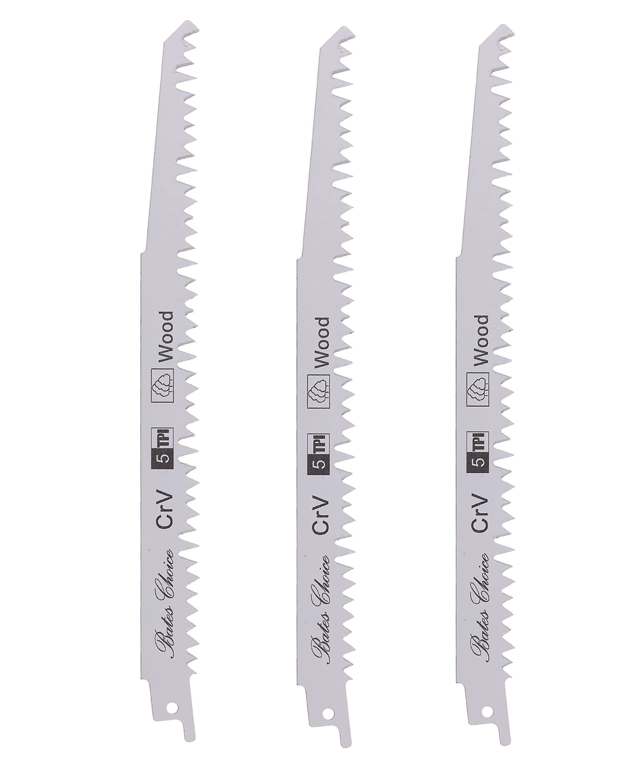 Bates 9-Inch Wood Pruning Reciprocating Saw Blades - 3 Pack | Sawzall Blades for Wood Cutting | Ideal for Tree Trimming, Landscaping & DIY Projects