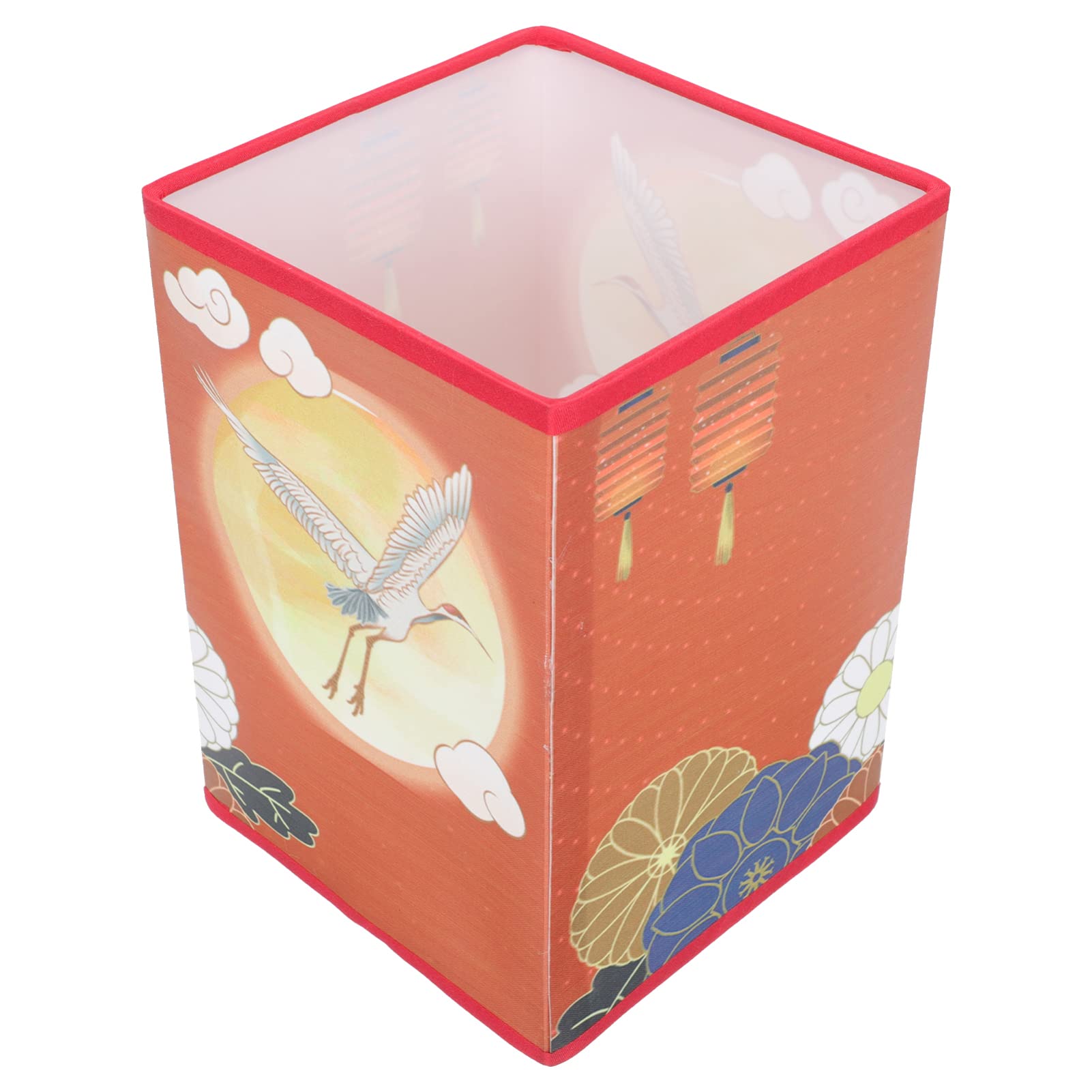 Uonlytech Vintage Asian-Inspired Square Fabric Table Lamp - Decorative Desk Lamp with Fabric Shade for Home Office, Living Room & Bedroom Lighting
