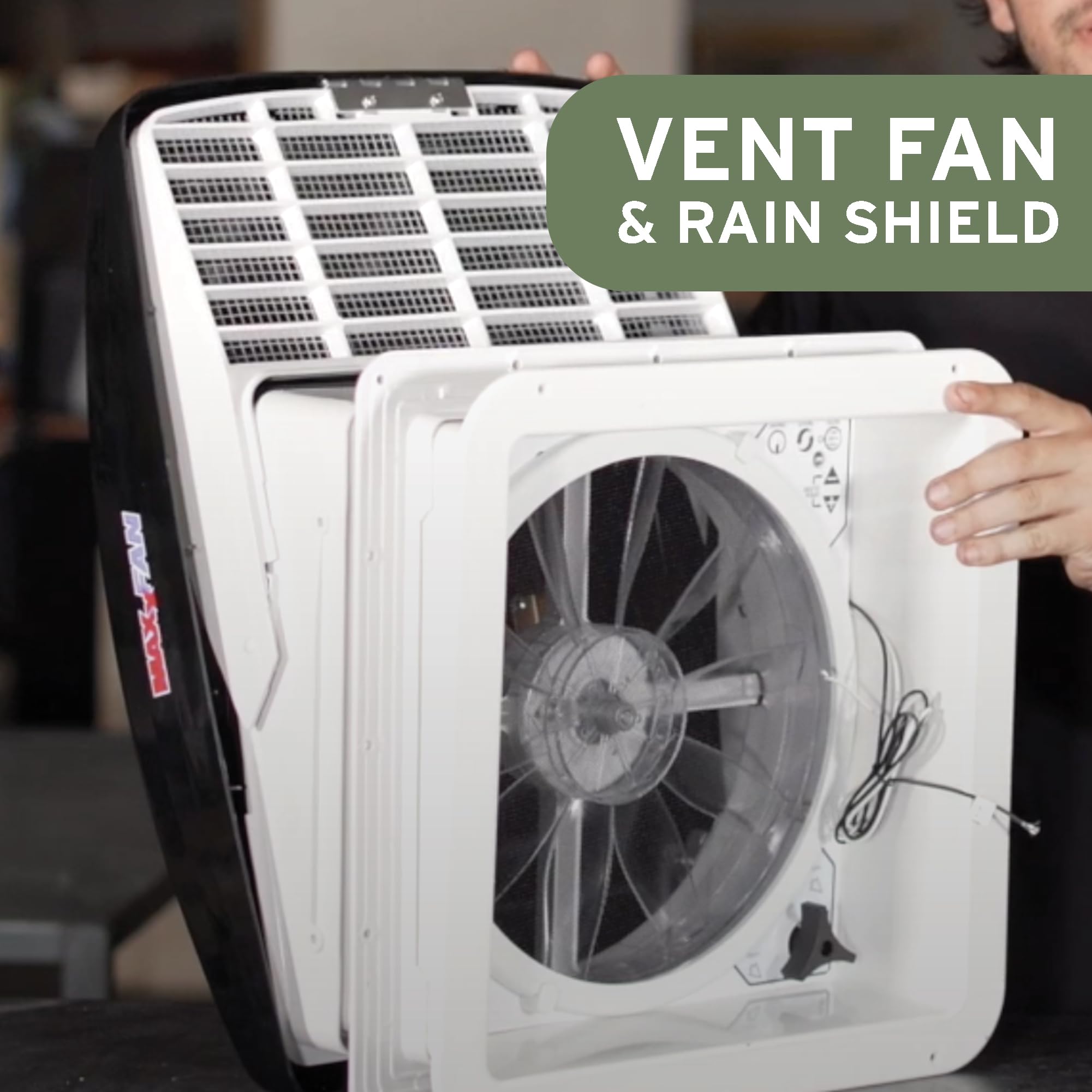 MaxxFan Deluxe Remote Ventilation Fan with Smoke Grey Lid - 0007500K - Perfect for RVs, Campers & Trailers - Stay Cool on the Road